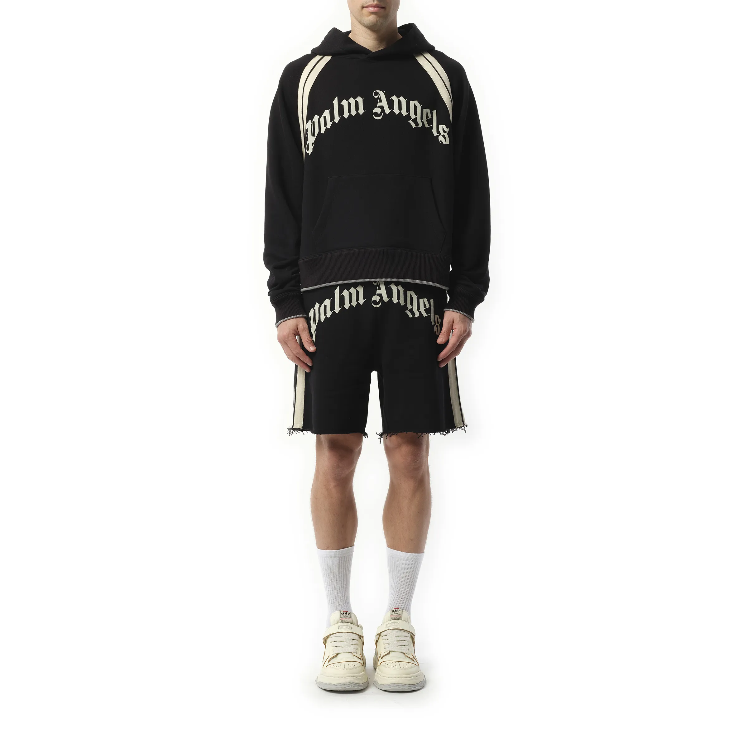 Curved Logo Track Hoodie in Black/Ivory sold by MARAIS product image thumbnail 4