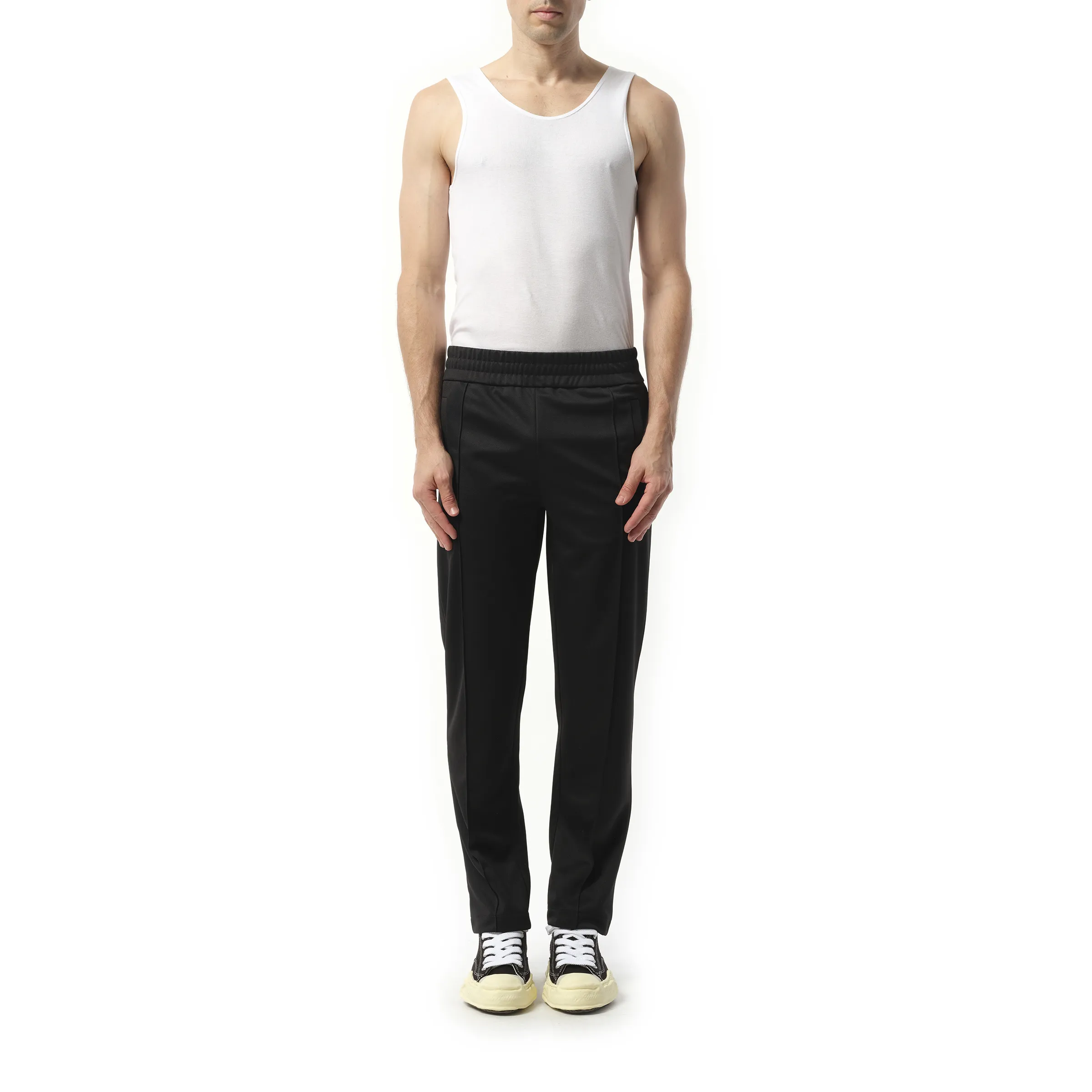 Back Curved Logo Track Pants in Black/Off White sold by MARAIS product image thumbnail 4