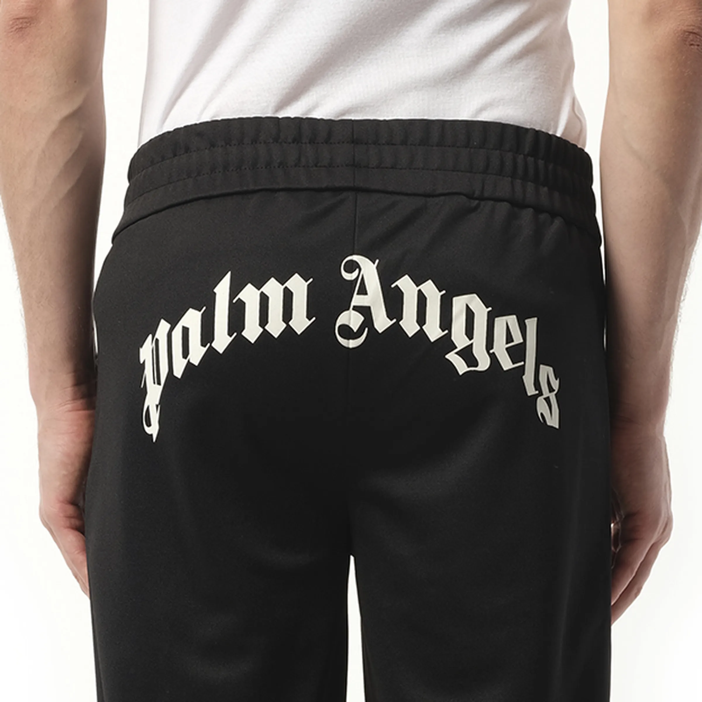 Back Curved Logo Track Pants in Black/Off White sold by MARAIS product image thumbnail 3