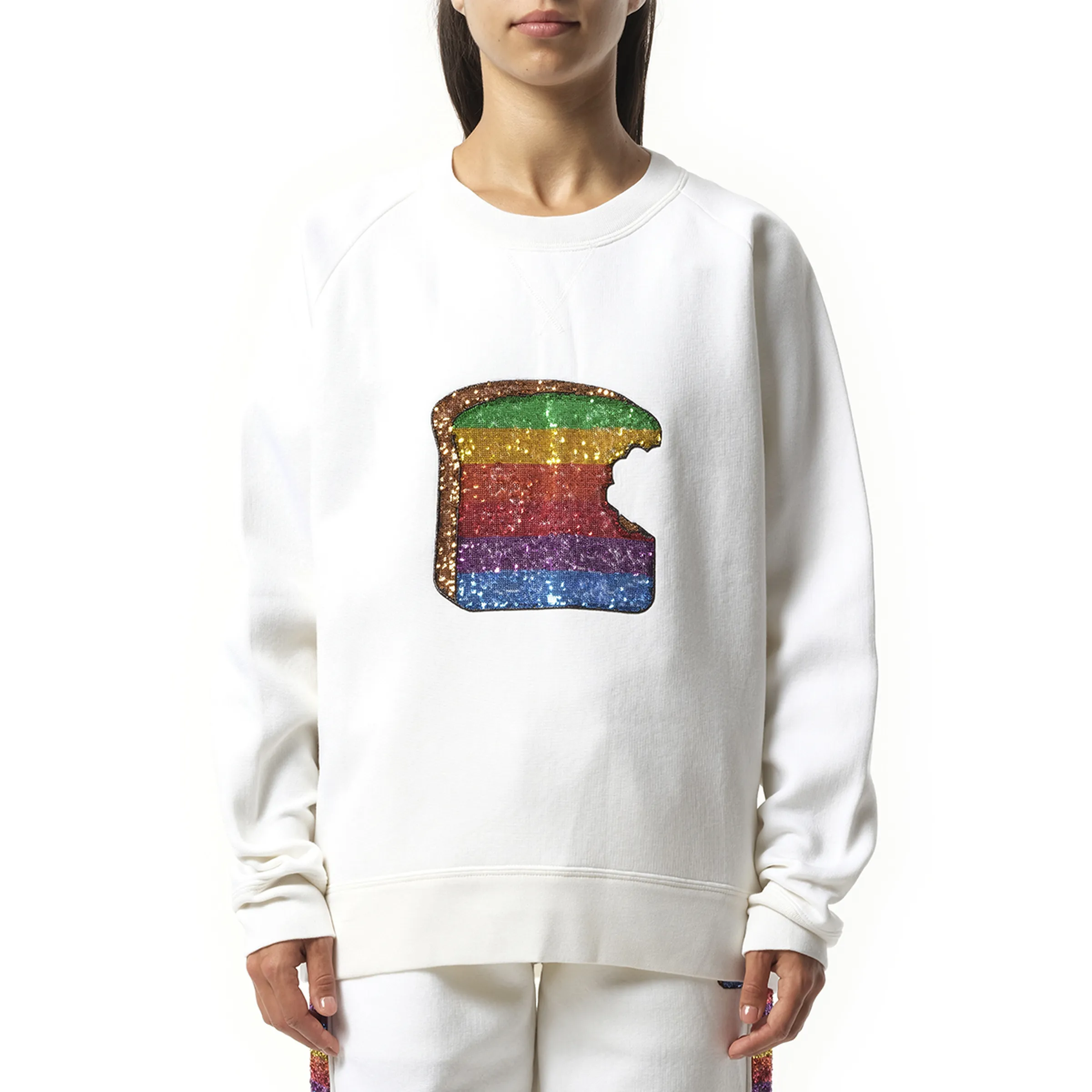 Long Sleeve Crew Sweatshirt in White sold by MARAIS