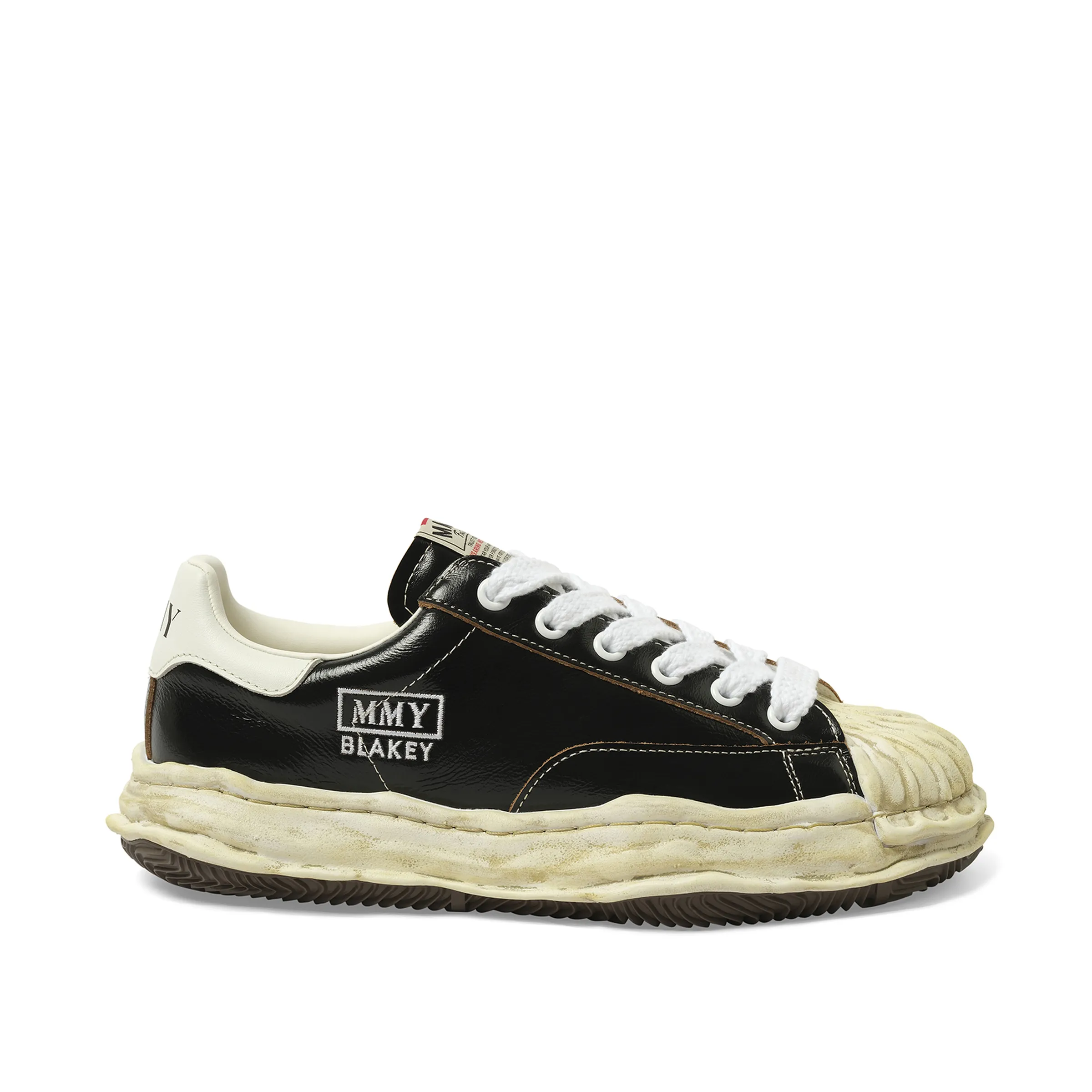 Blakey OG Wrinkled Leather Sneaker in Black sold by MARAIS