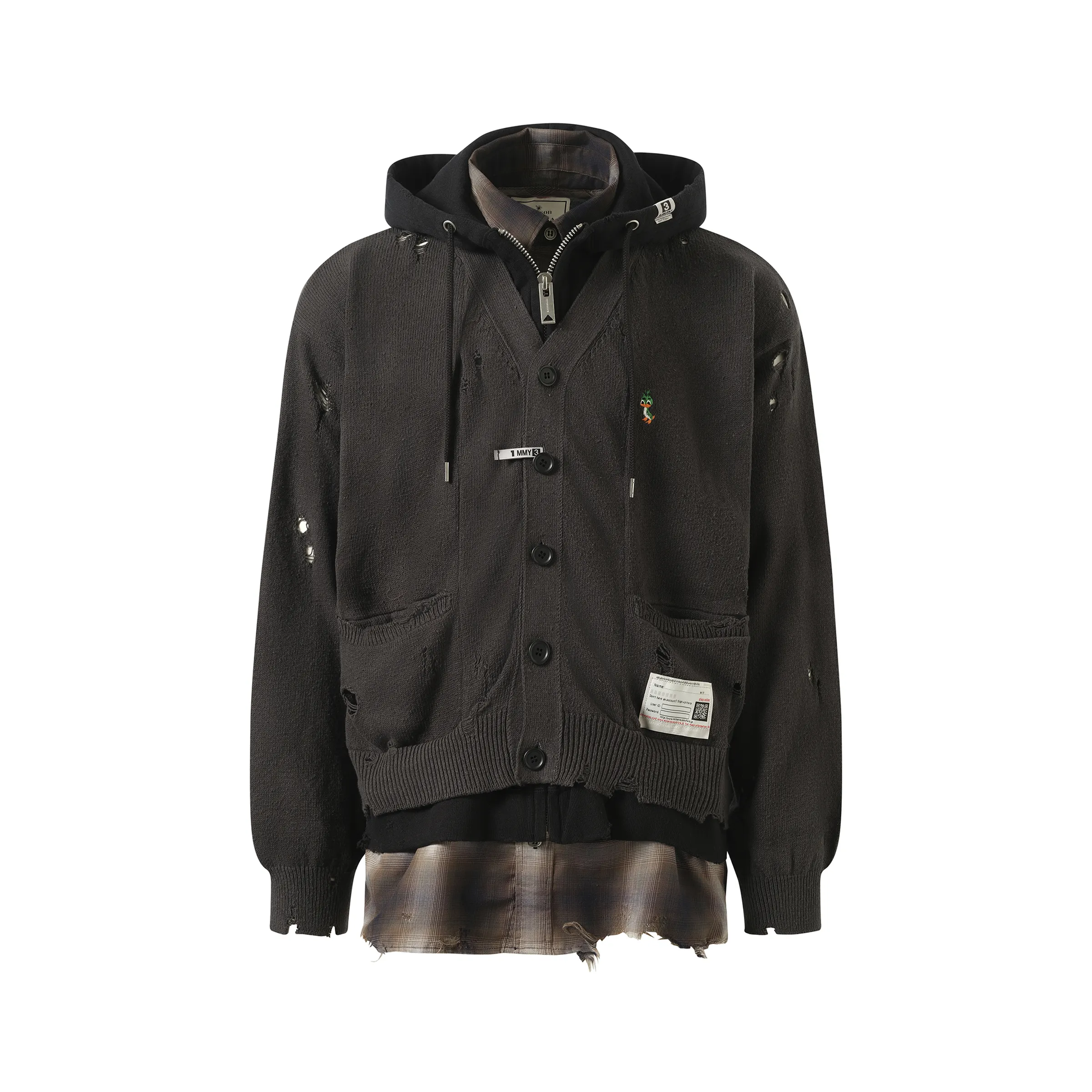 Triple Layered Knit Cardigan in Black sold by MARAIS product image thumbnail 2