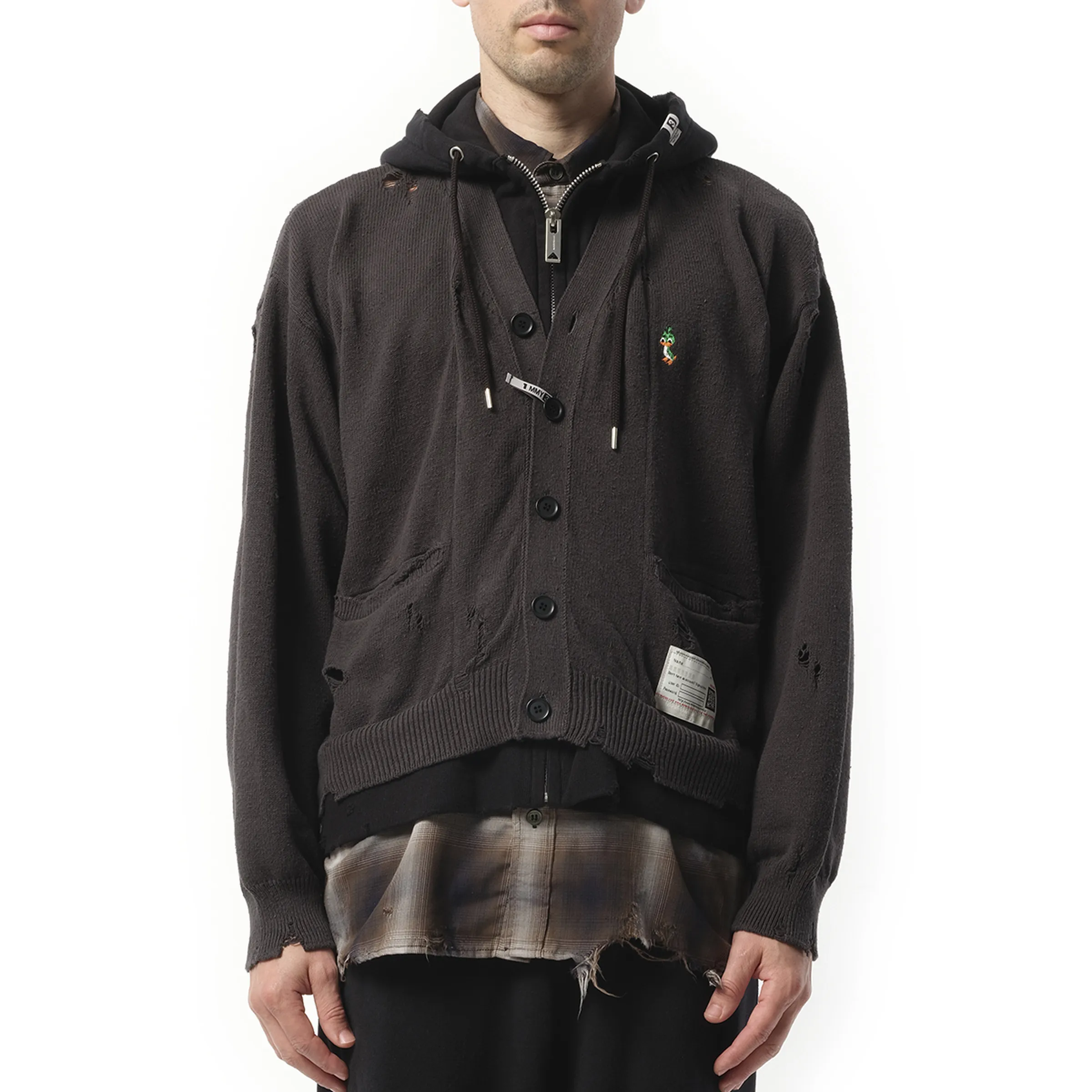 Triple Layered Knit Cardigan in Black sold by MARAIS