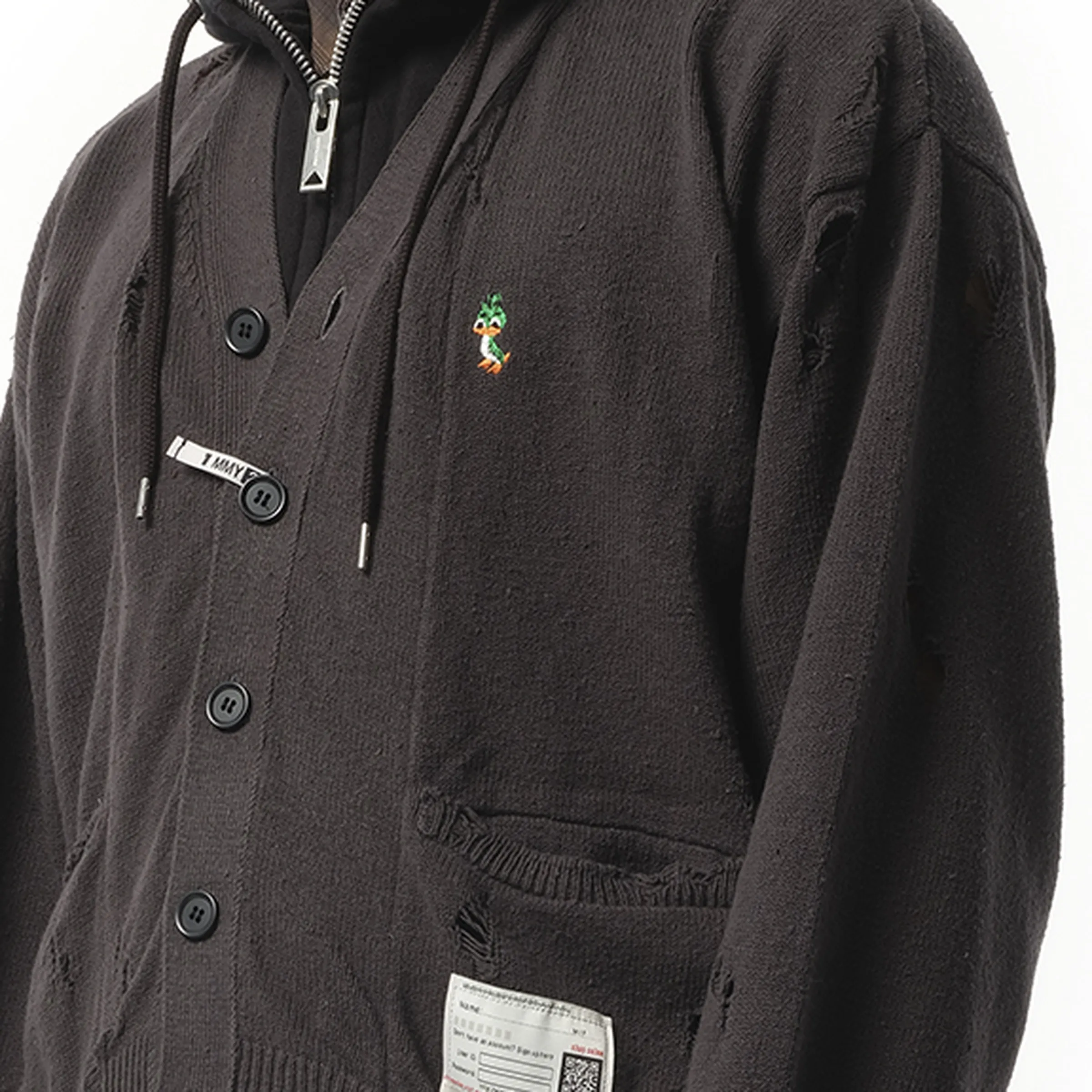 Triple Layered Knit Cardigan in Black sold by MARAIS product image thumbnail 3