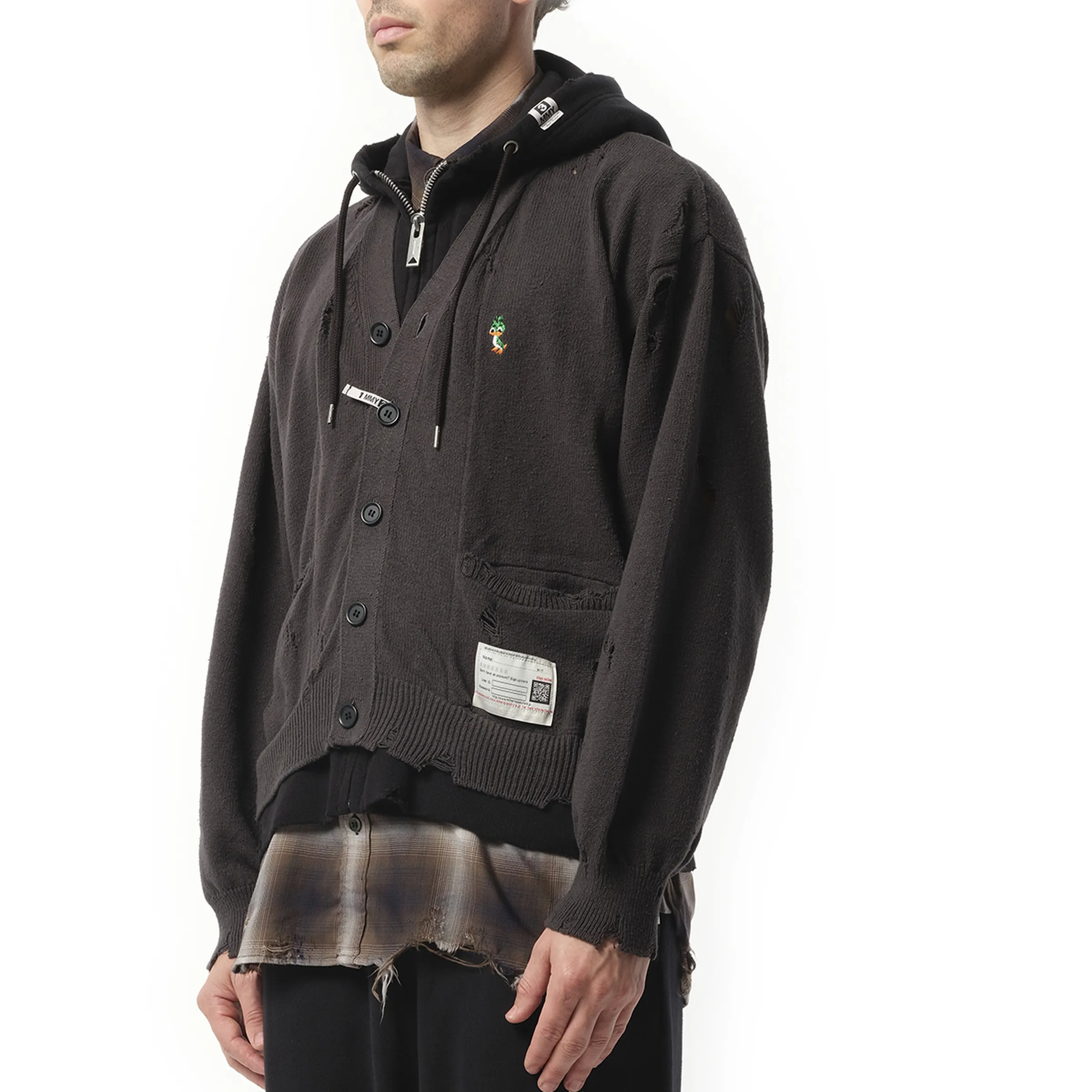 Triple Layered Knit Cardigan in Black sold by MARAIS product image thumbnail 5