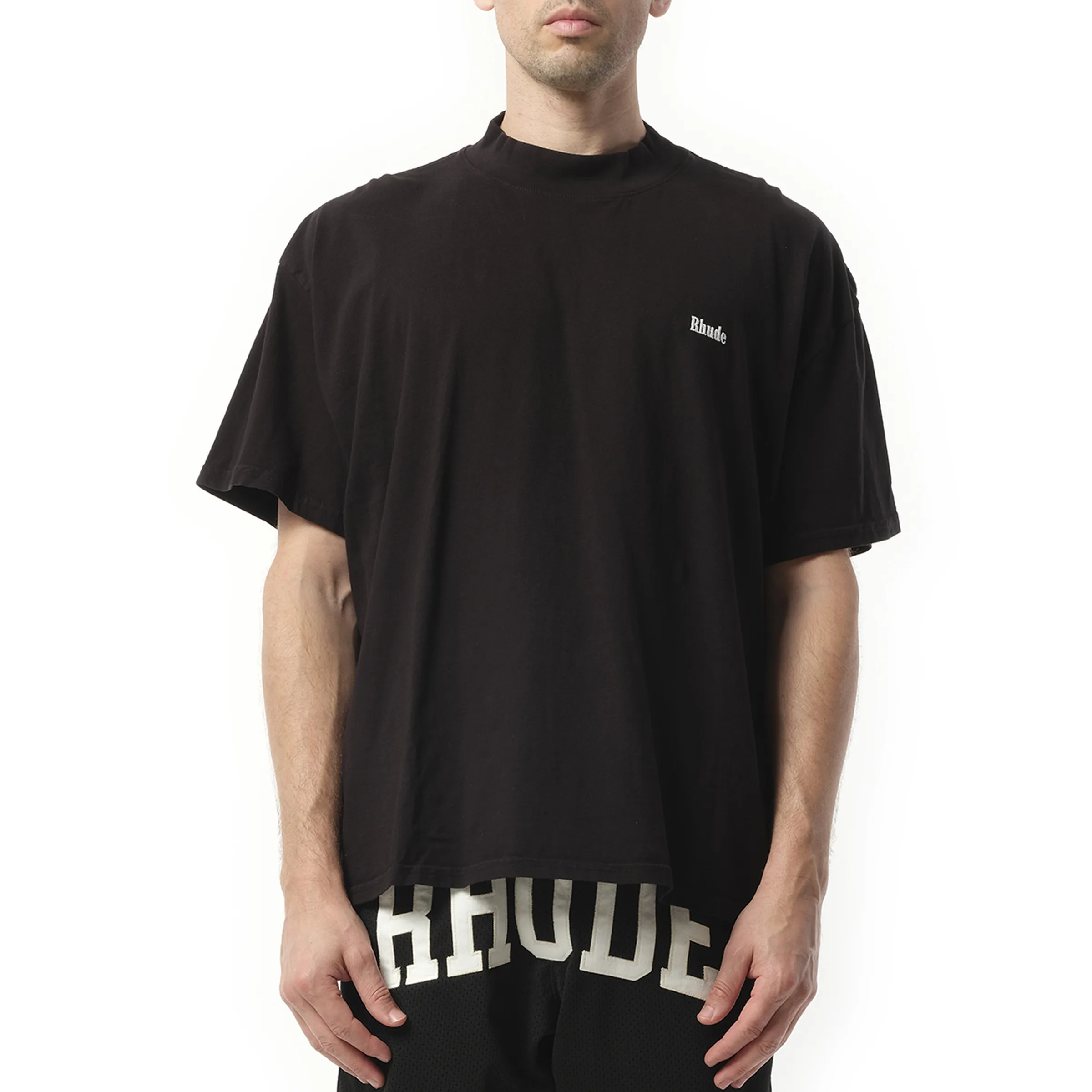 Classique Mock Neck T-Shirt in Black sold by MARAIS