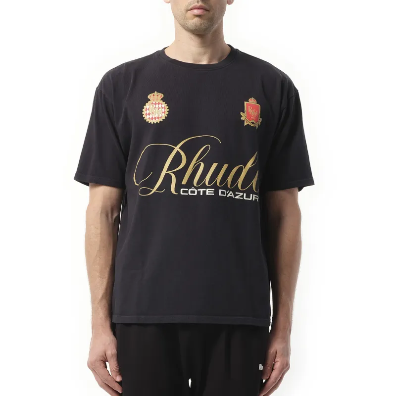 Rhude Script-Crest T-Shirt in Vintage Black sold by MARAIS