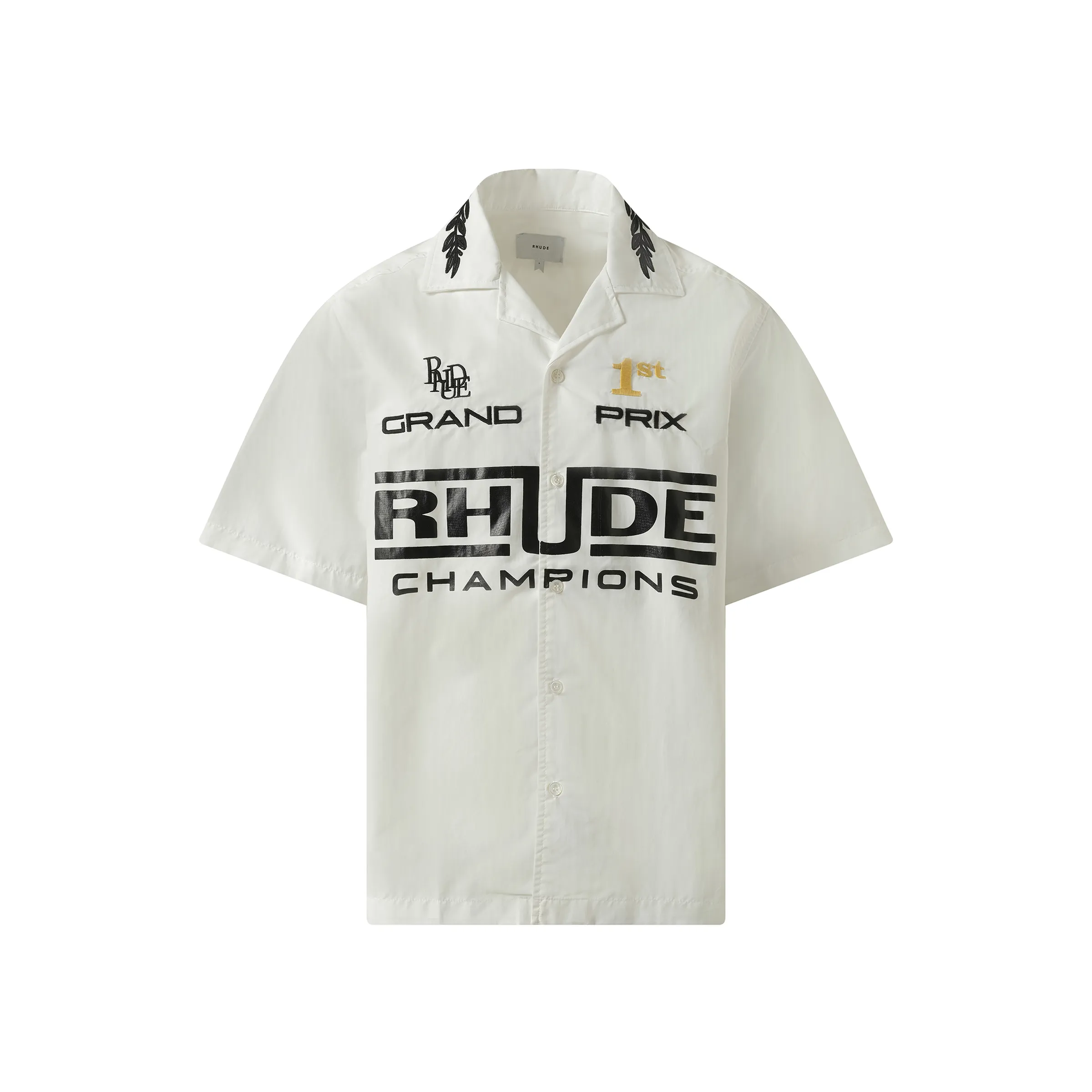 Rhude Champions Snap Shirt in White sold by MARAIS product image thumbnail 2