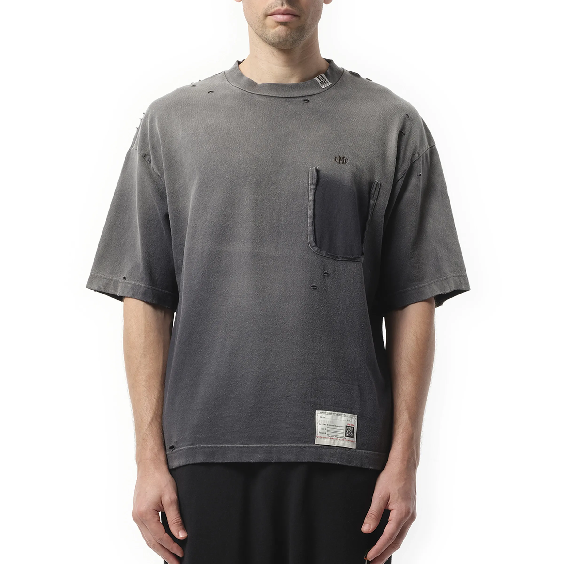 Sun Fade Distressed T-Shirt in Black sold by MARAIS