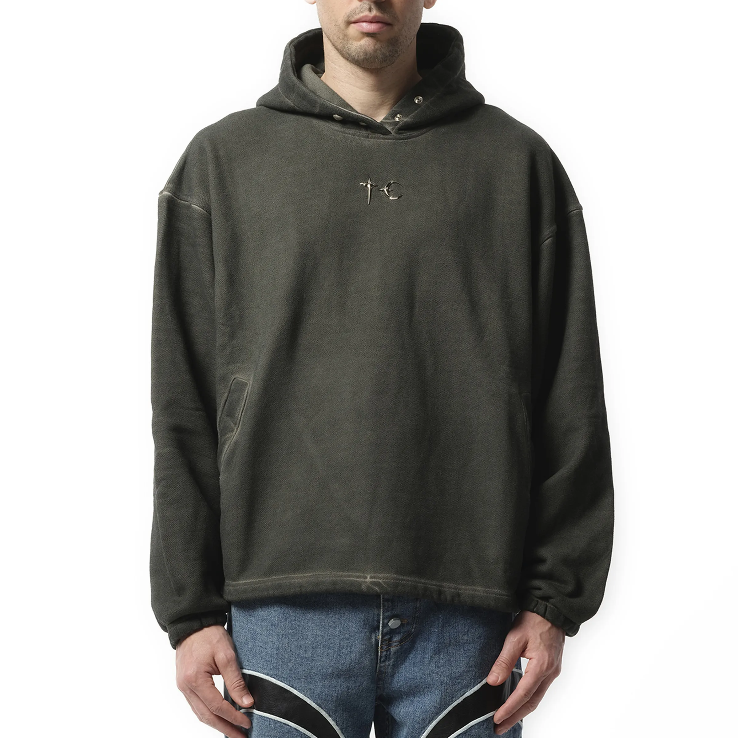 Color Emblem Hoodie in Khaki sold by MARAIS