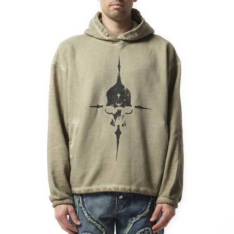 Peace Stud Hoodie in Beige sold by MARAIS