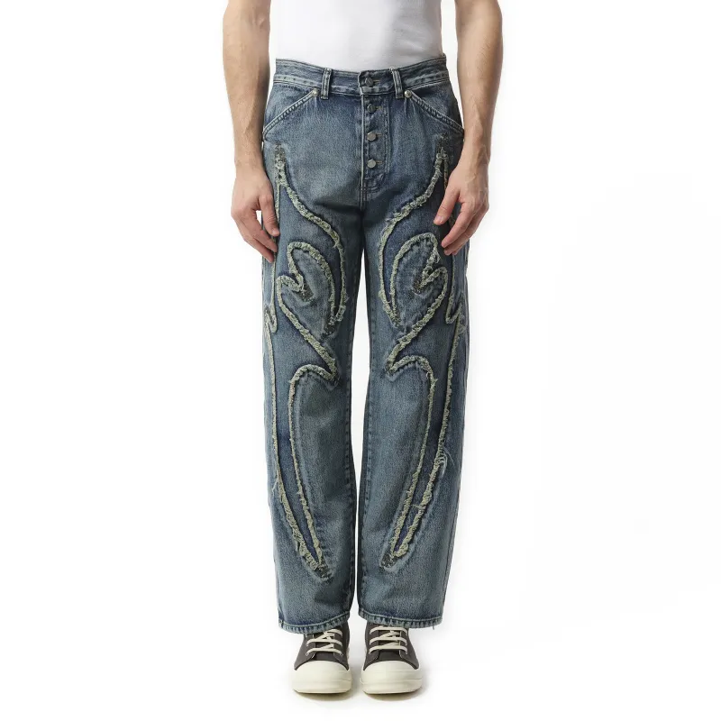 Tribal Denim Pants in Blue sold by MARAIS