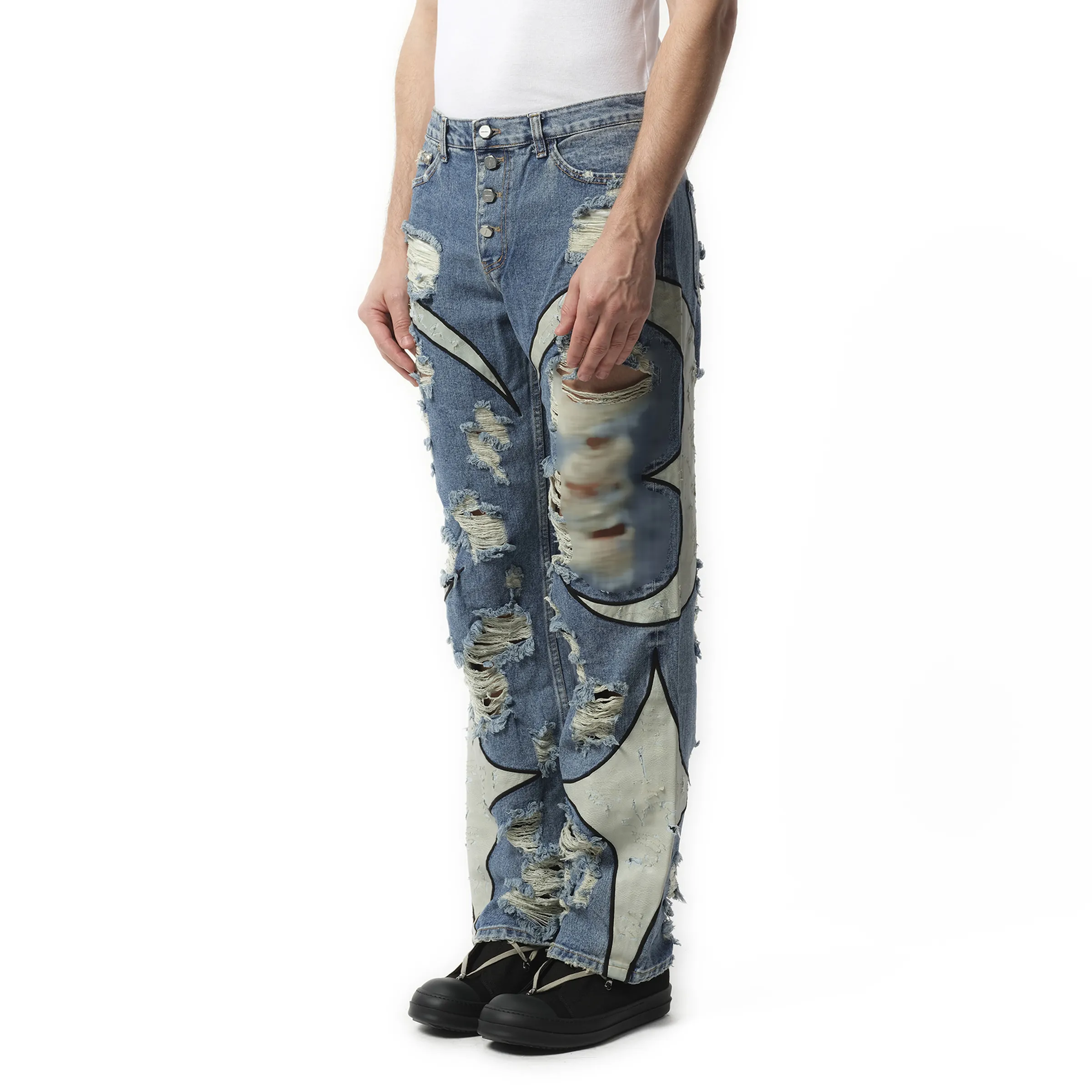 TC Leather Washing Denim Pants War Ver in Blue sold by MARAIS product image thumbnail 5