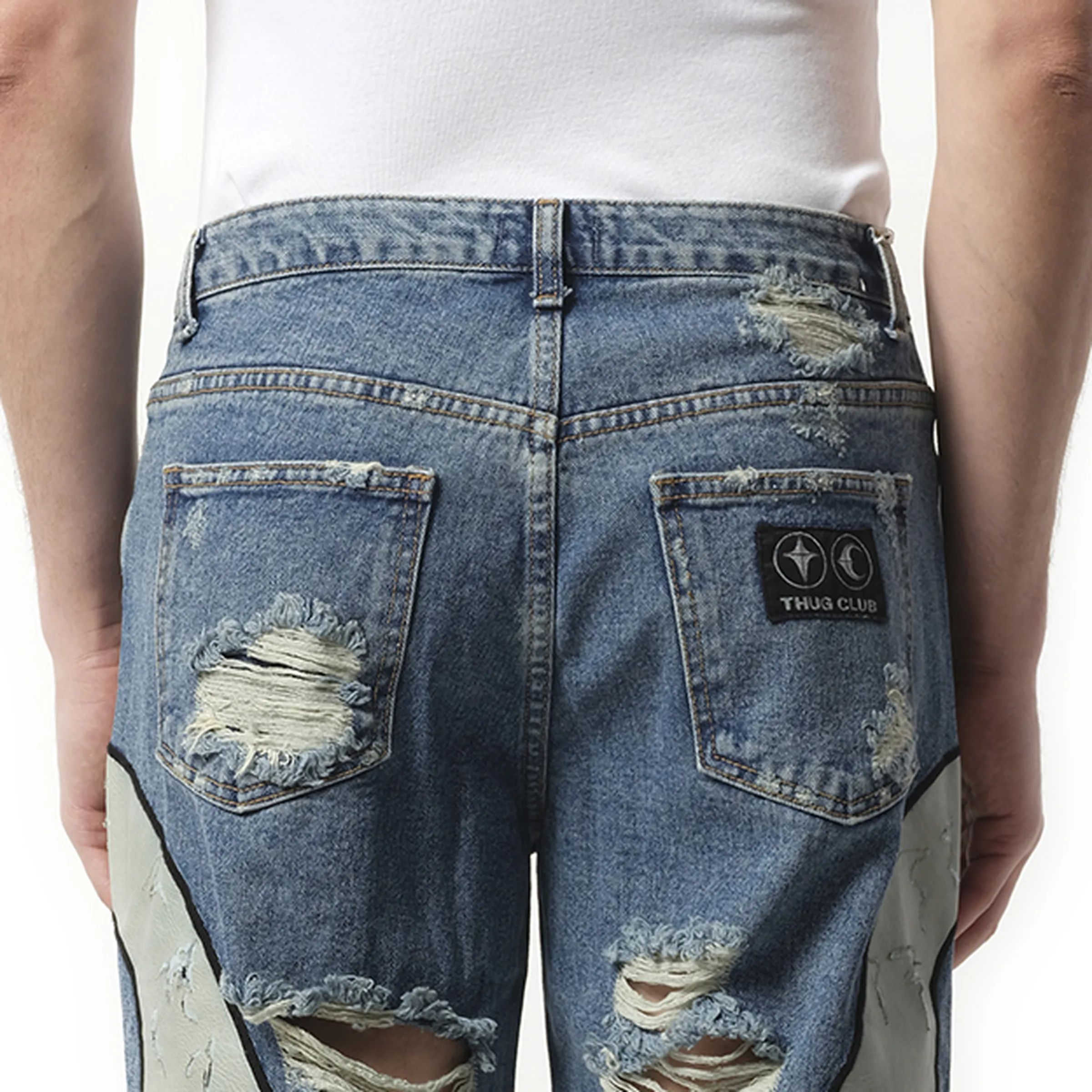 TC Leather Washing Denim Pants War Ver in Blue sold by MARAIS product image thumbnail 2