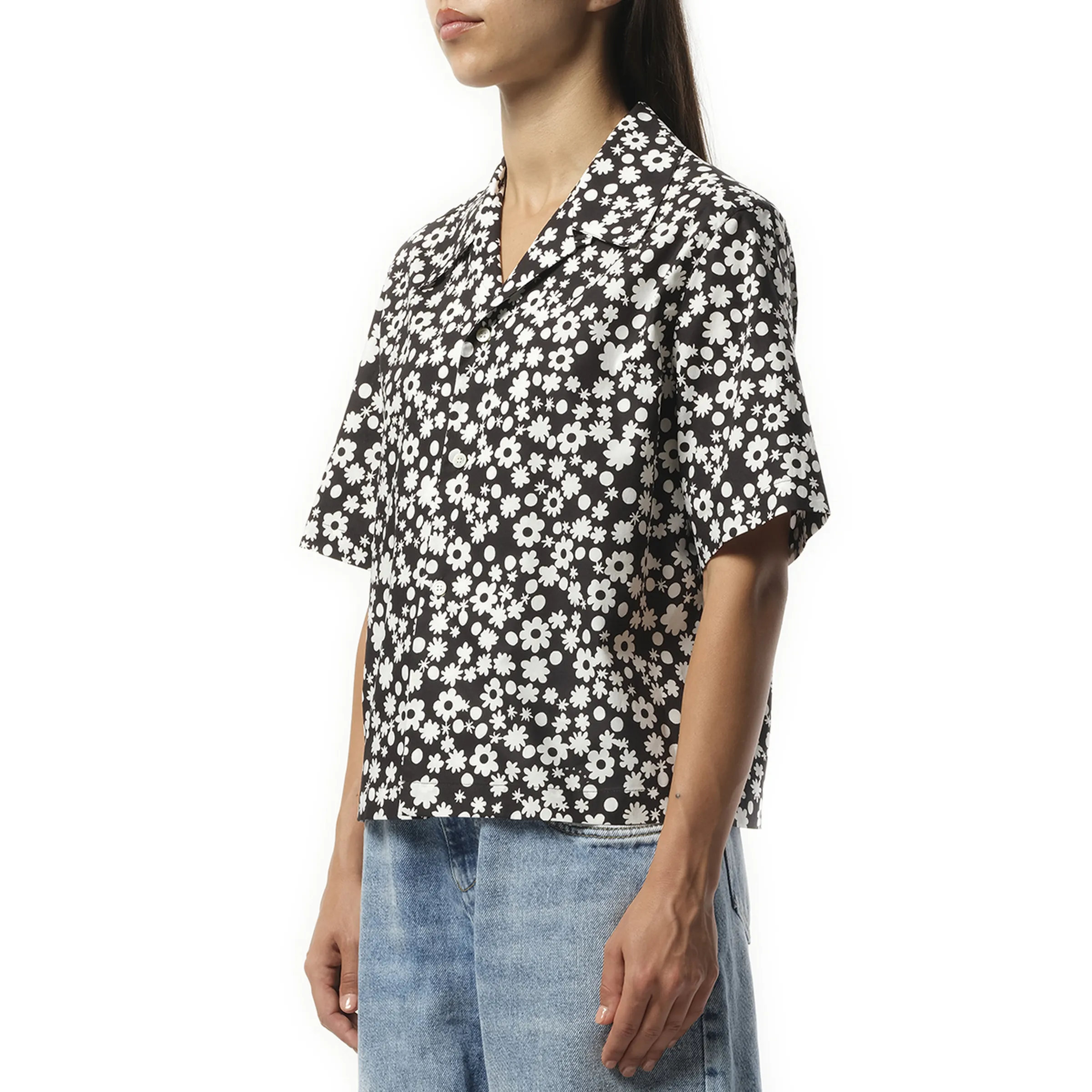 Flower Print Short Sleeve Shirt in Black sold by MARAIS product image thumbnail 5
