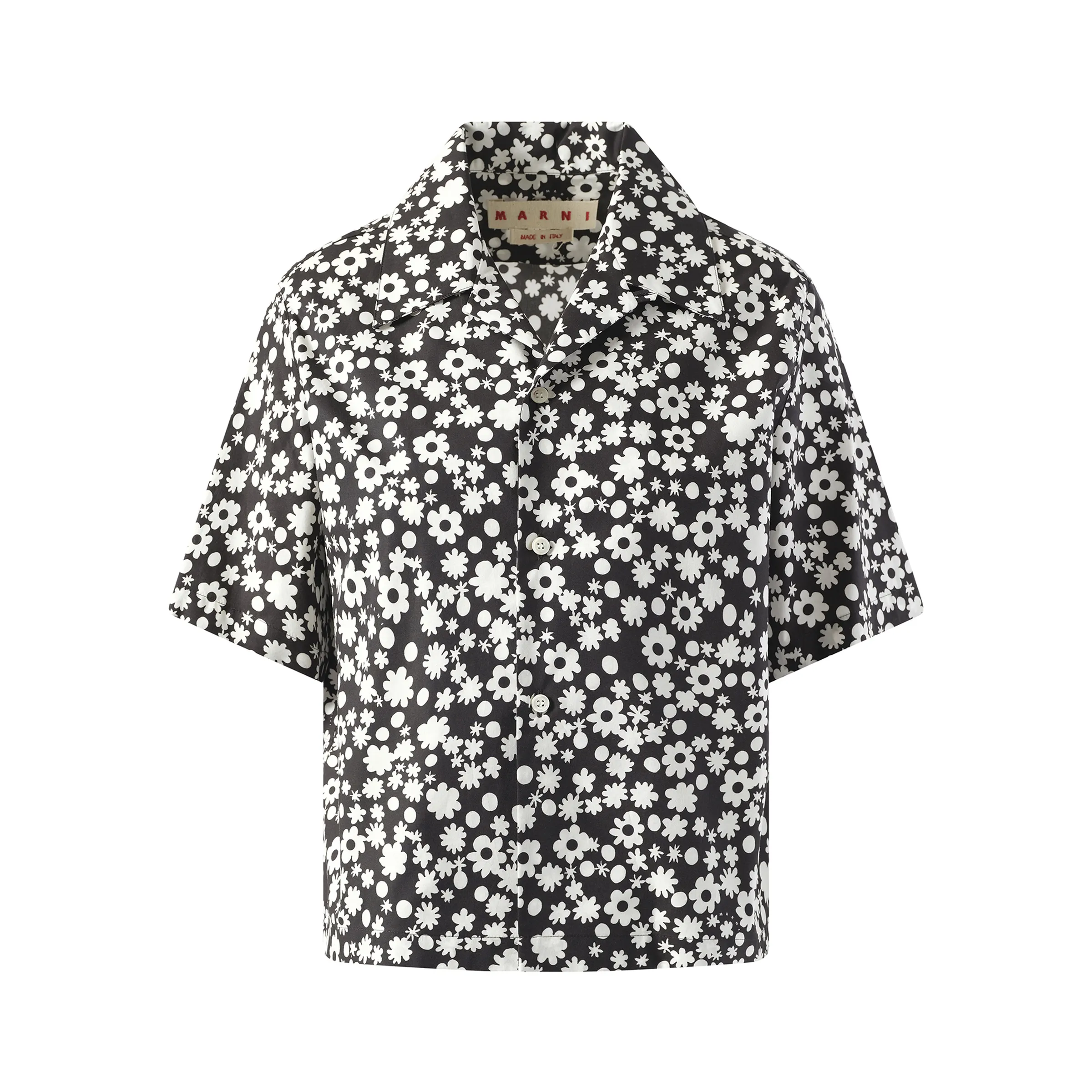 Flower Print Short Sleeve Shirt in Black sold by MARAIS product image thumbnail 2