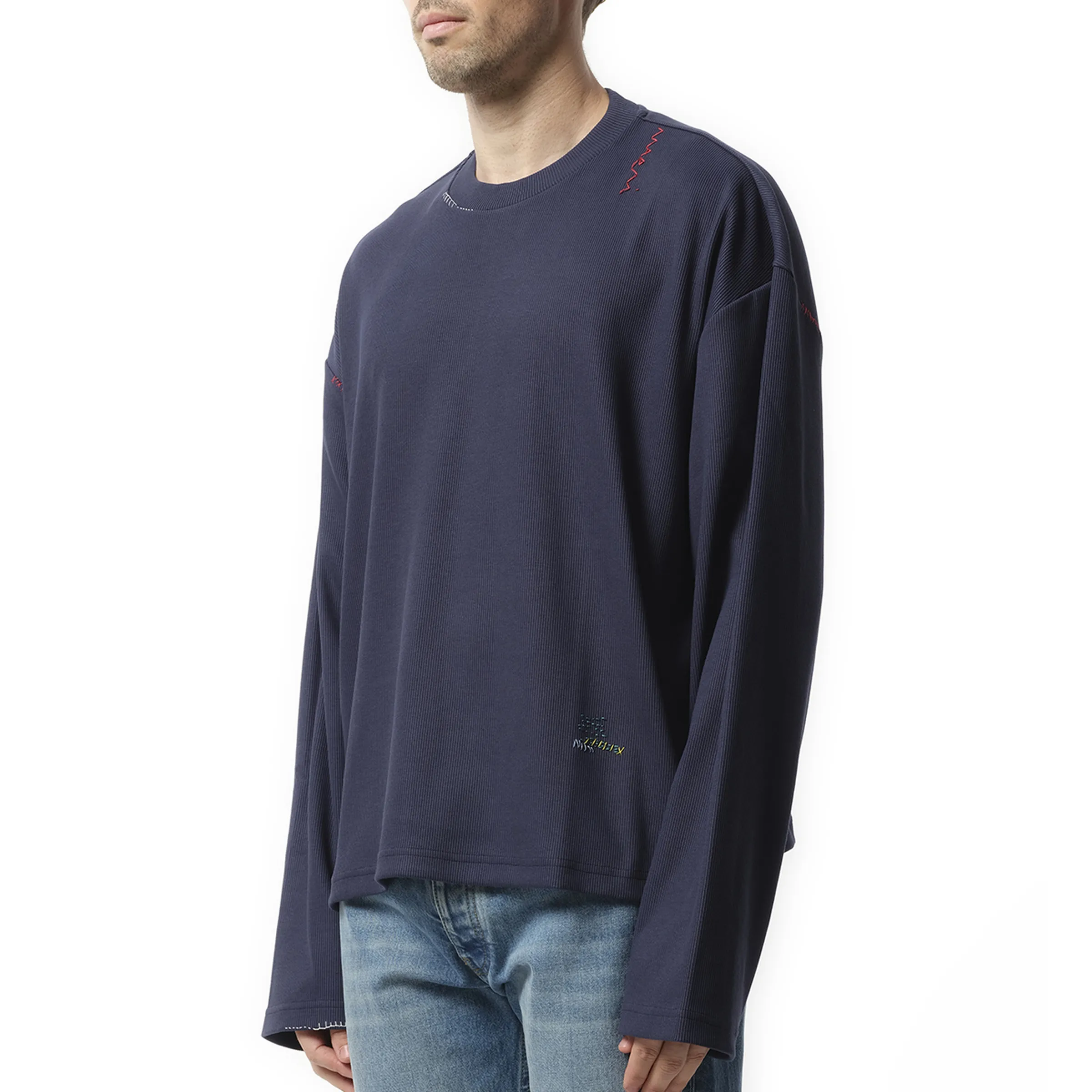 Embroidered Long Sleeve T-Shirt in Blue China sold by MARAIS product image thumbnail 5
