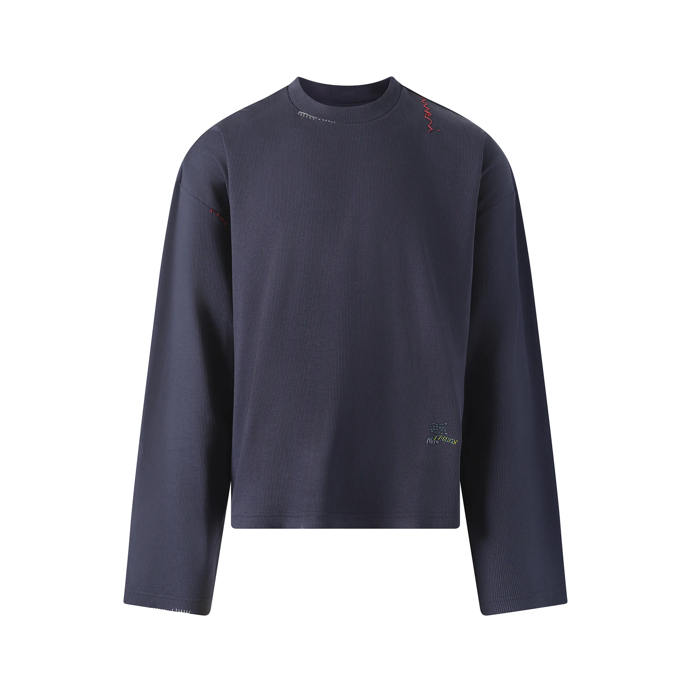 Embroidered Long Sleeve T-Shirt in Blue China sold by MARAIS product image thumbnail 2