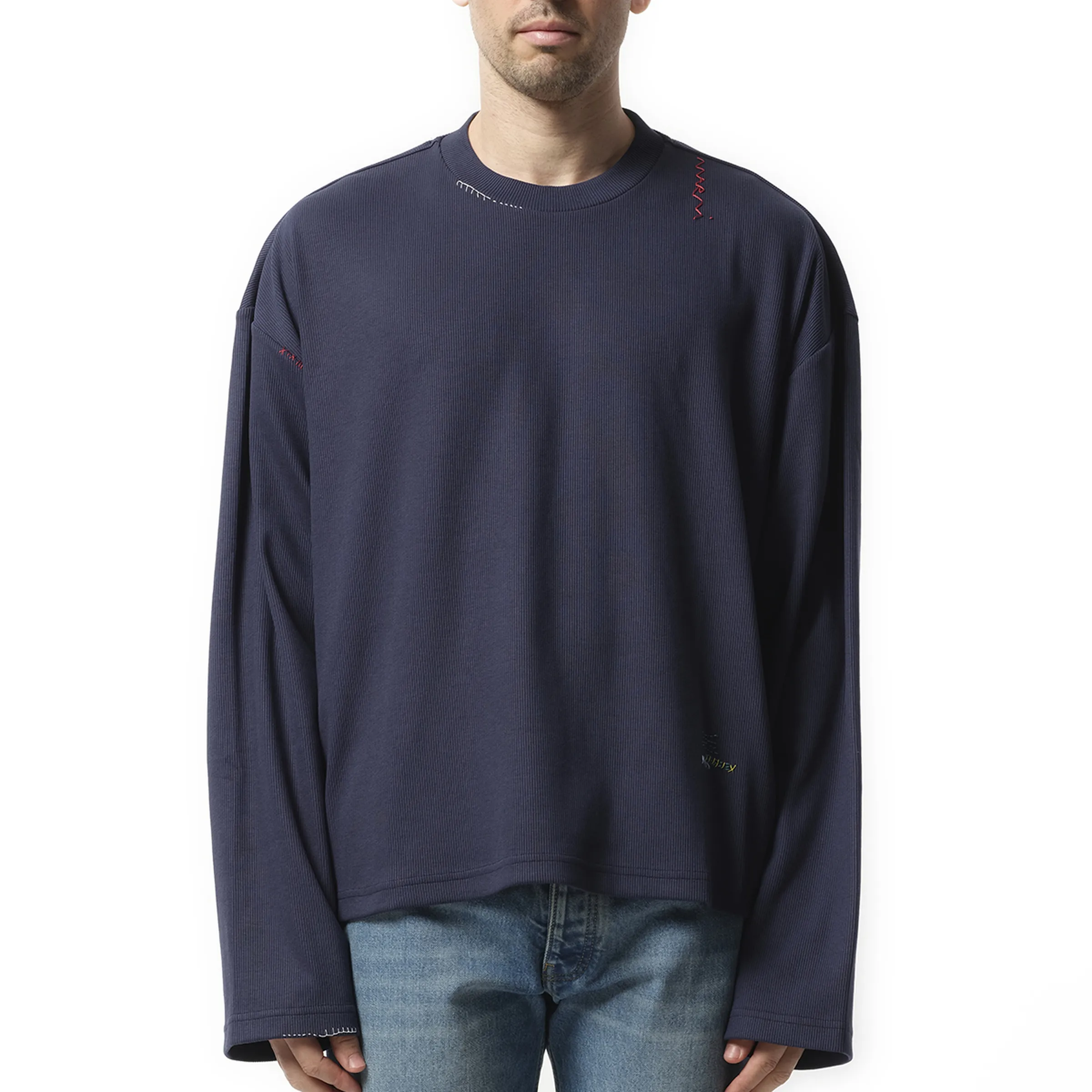 Embroidered Long Sleeve T-Shirt in Blue China sold by MARAIS