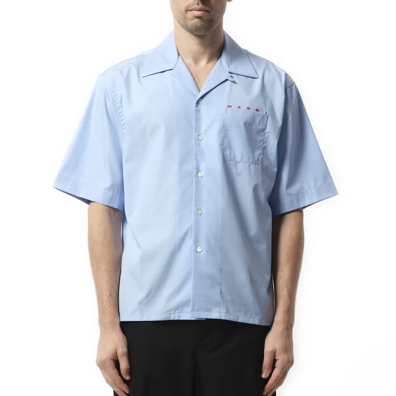 Logo Bowling Shirt in Iris Blue sold by MARAIS