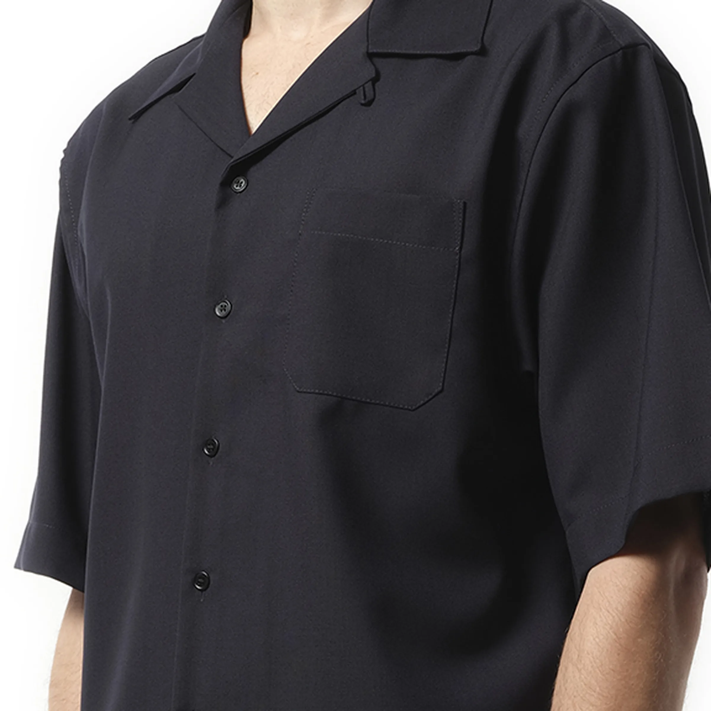 Tropical Wool Bowling Shirt in Blue/Black sold by MARAIS product image thumbnail 3