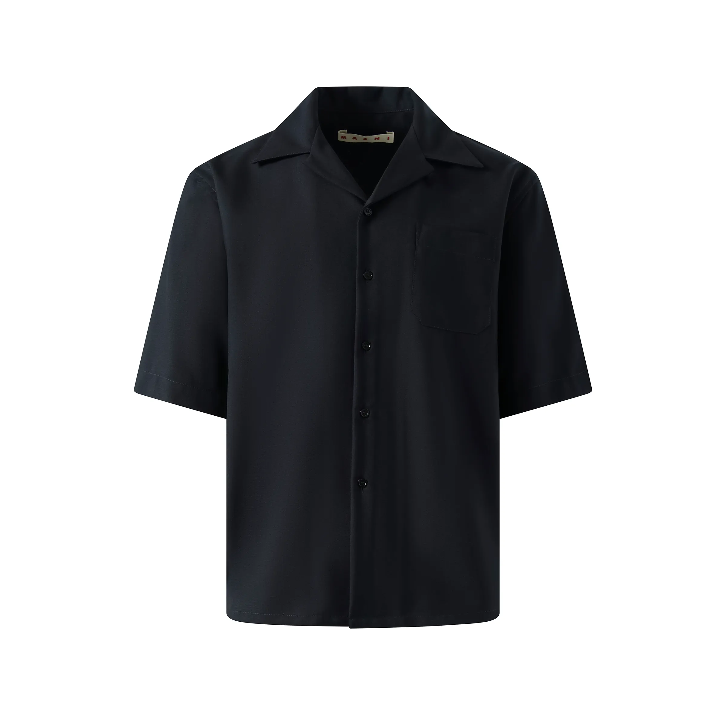 Tropical Wool Bowling Shirt in Blue/Black sold by MARAIS product image thumbnail 2
