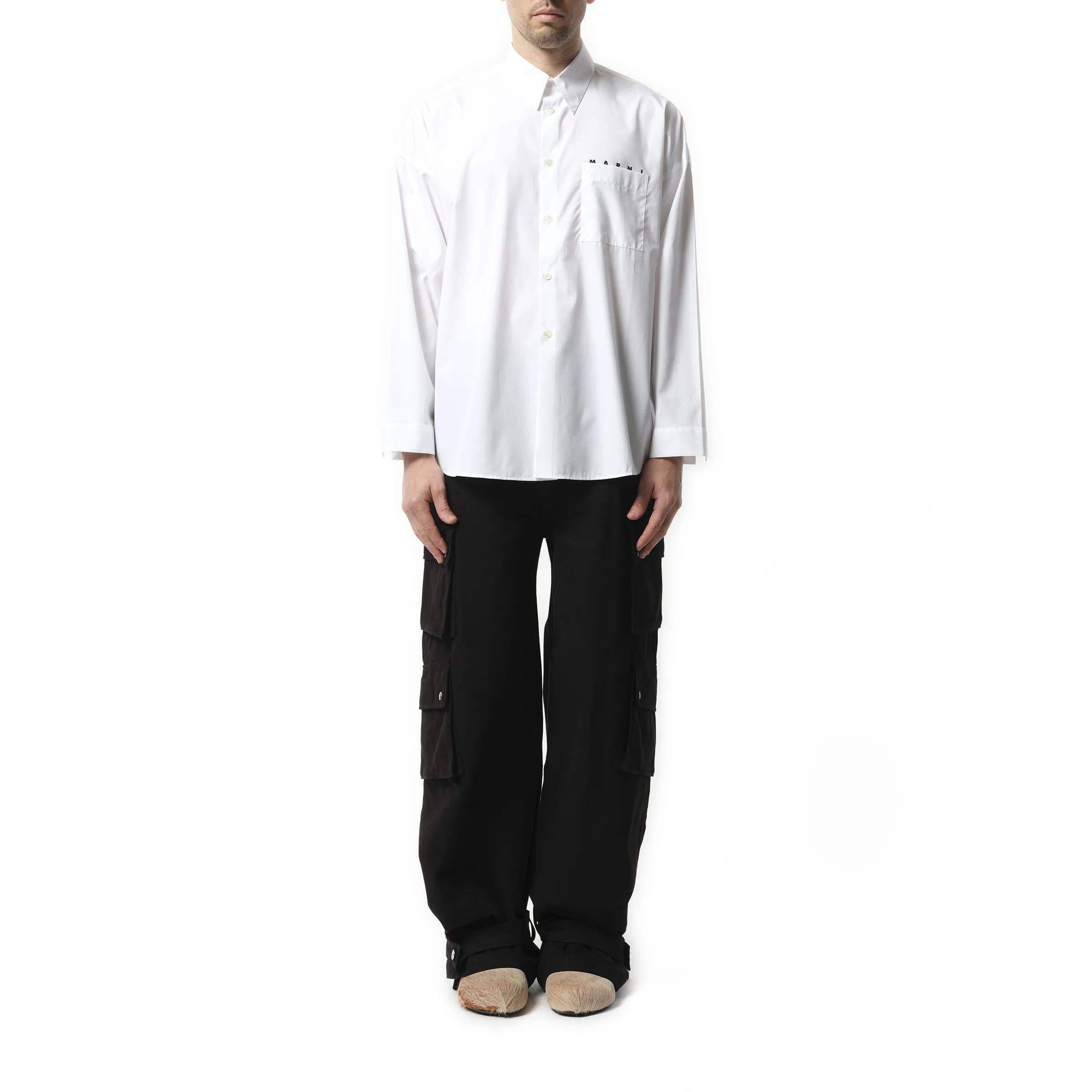 Logo Poplin Shirt in Lily White sold by MARAIS product image thumbnail 4