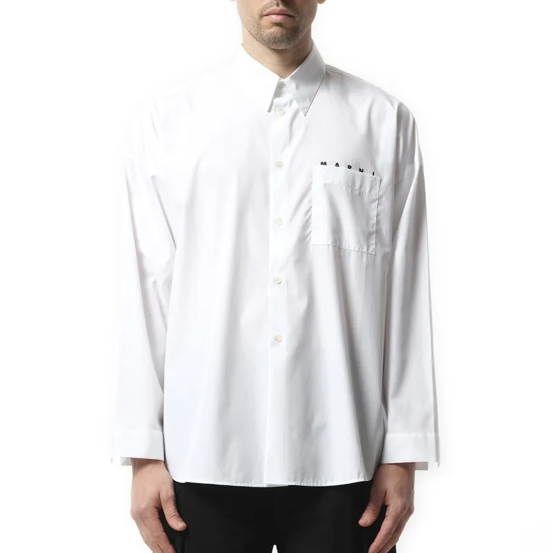 Logo Poplin Shirt in Lily White sold by MARAIS
