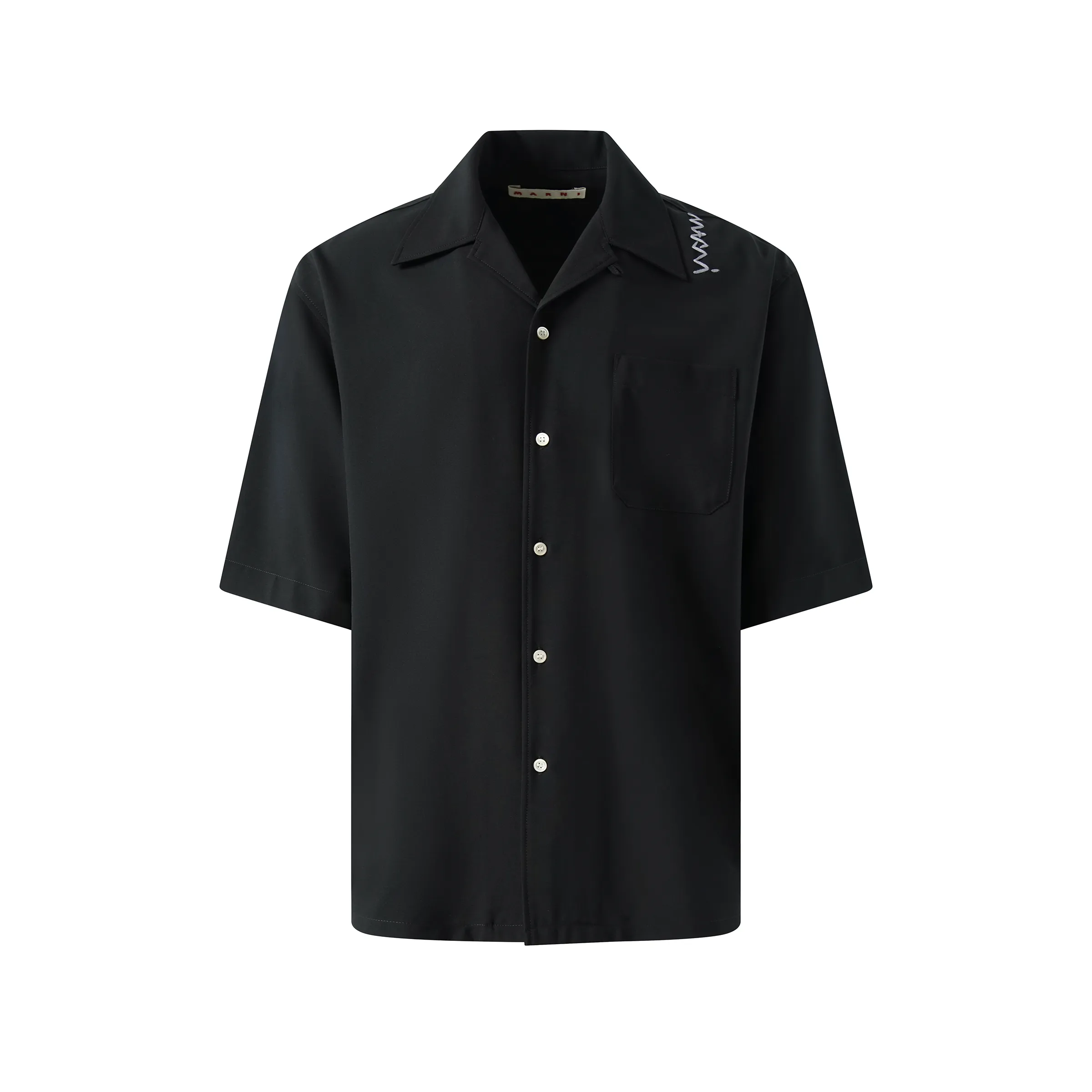 Light Wool Bowling Shirt in Black sold by MARAIS product image thumbnail 2
