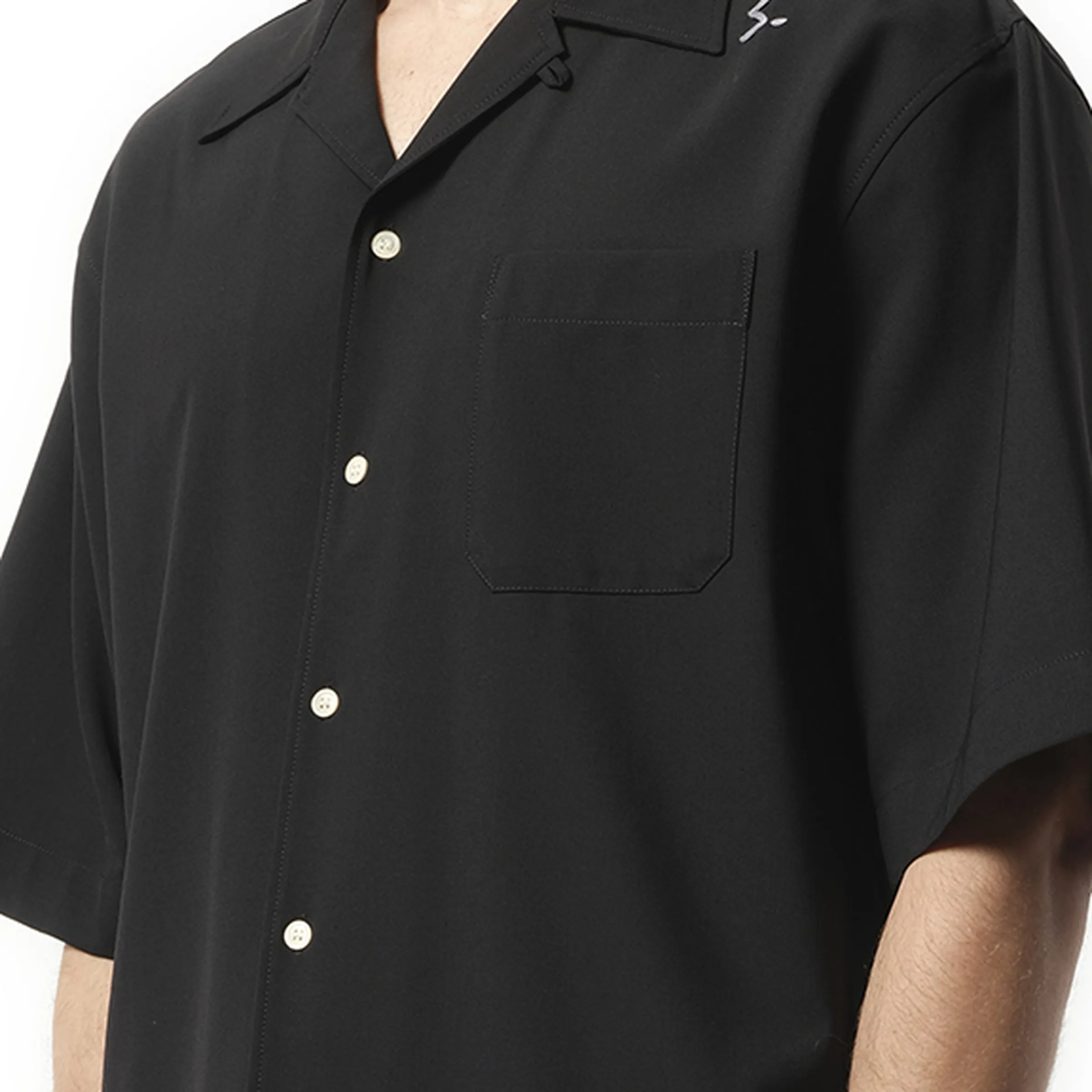 Light Wool Bowling Shirt in Black sold by MARAIS product image thumbnail 3