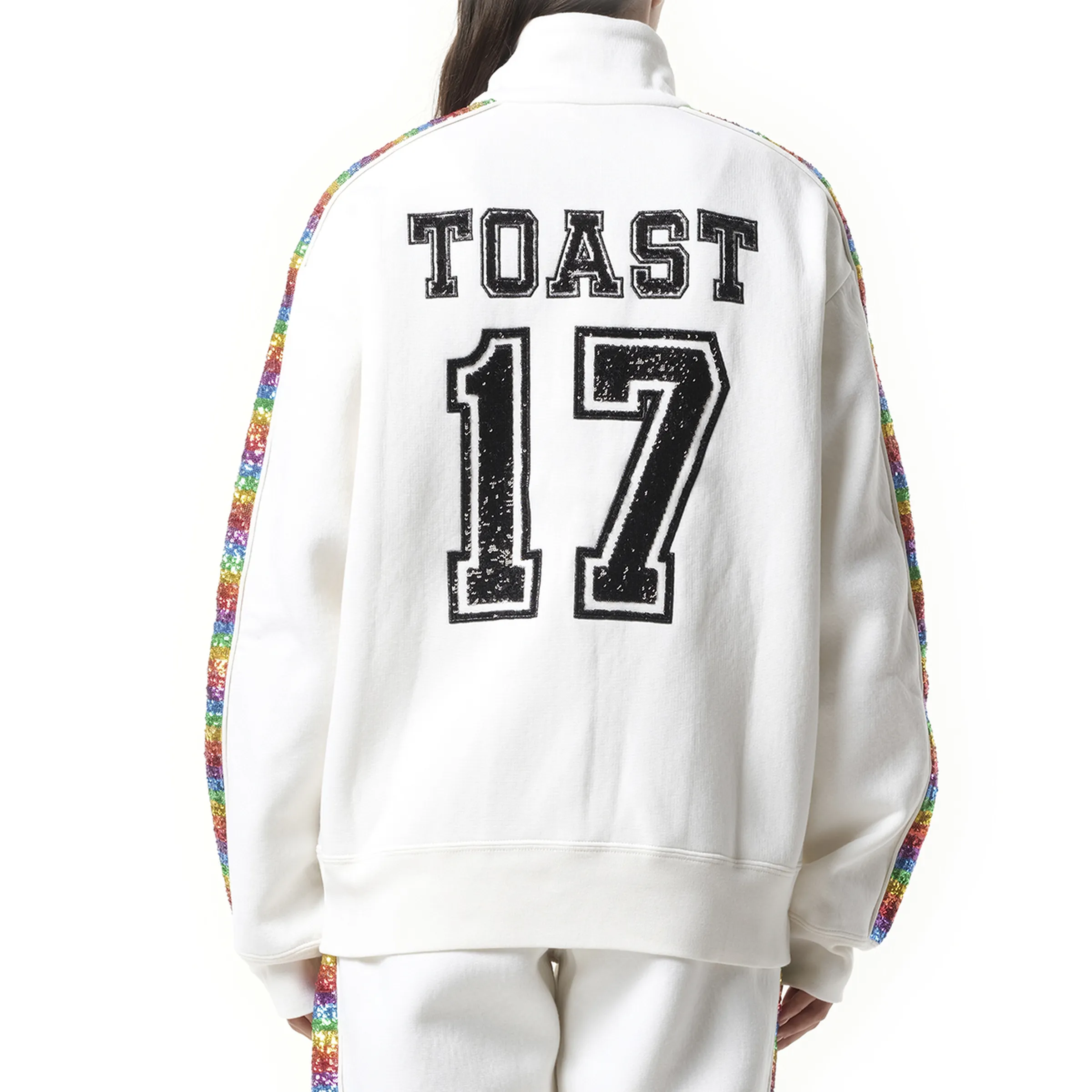 Long Sleeve Zip Sweatshirt in White sold by MARAIS product image thumbnail 5