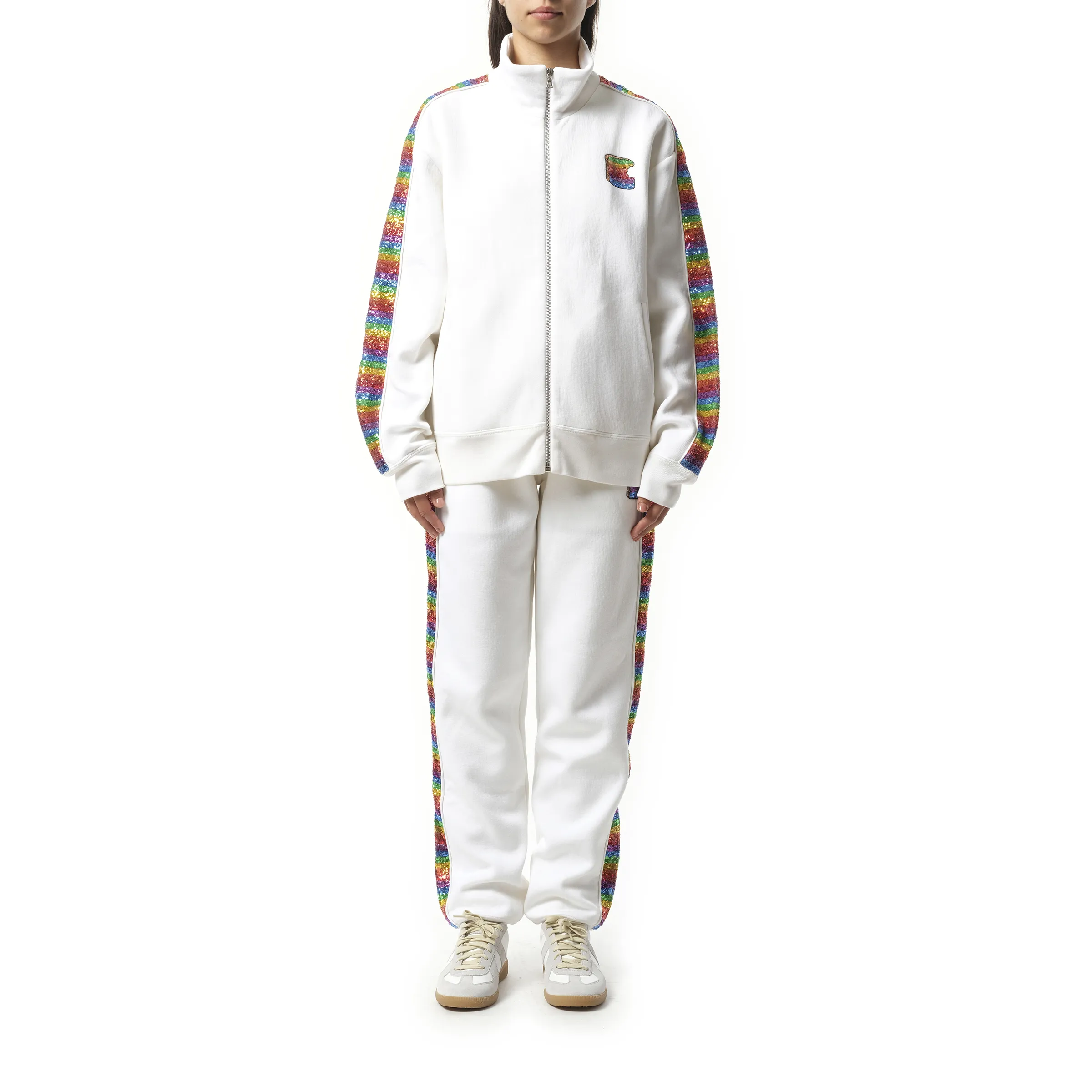 Long Sleeve Zip Sweatshirt in White sold by MARAIS product image thumbnail 4