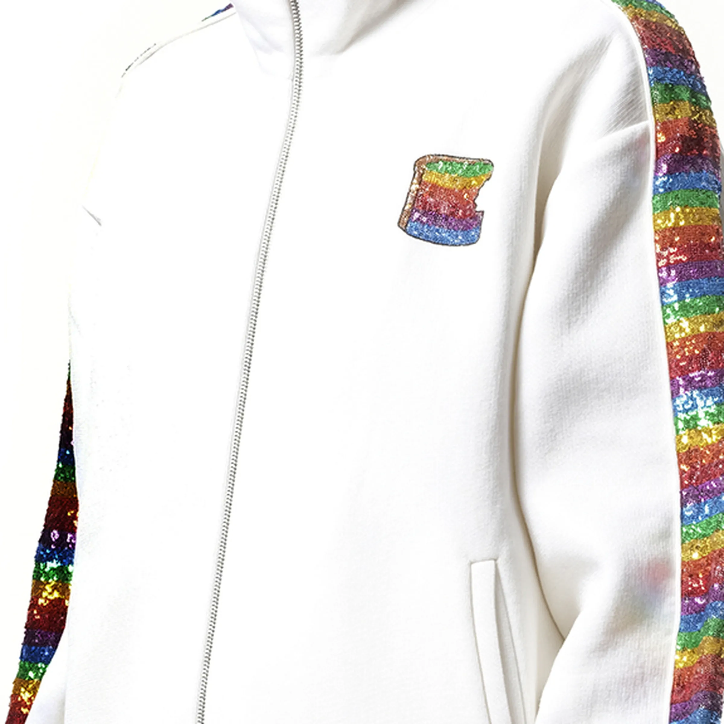 Long Sleeve Zip Sweatshirt in White sold by MARAIS product image thumbnail 3