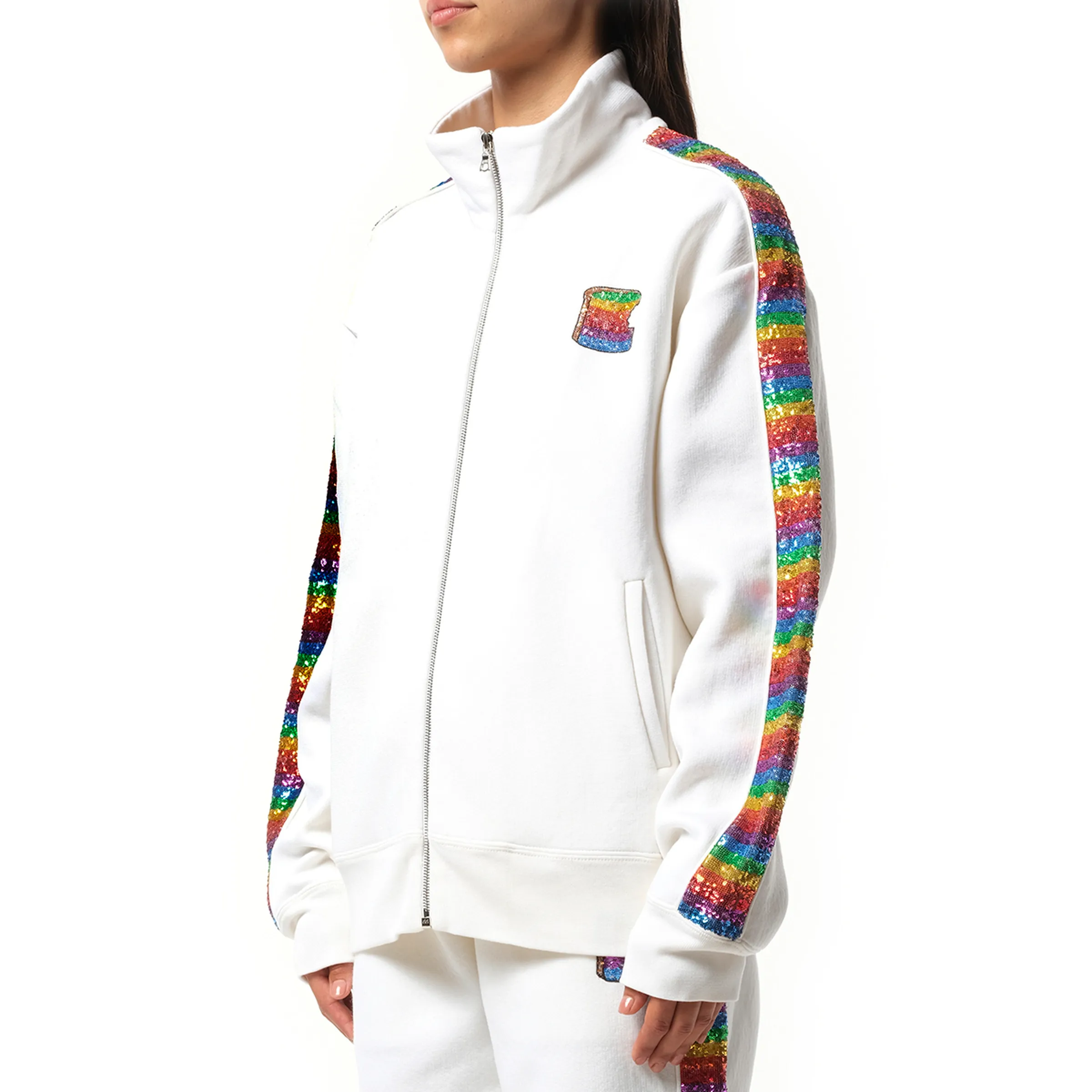 Long Sleeve Zip Sweatshirt in White sold by MARAIS product image thumbnail 2