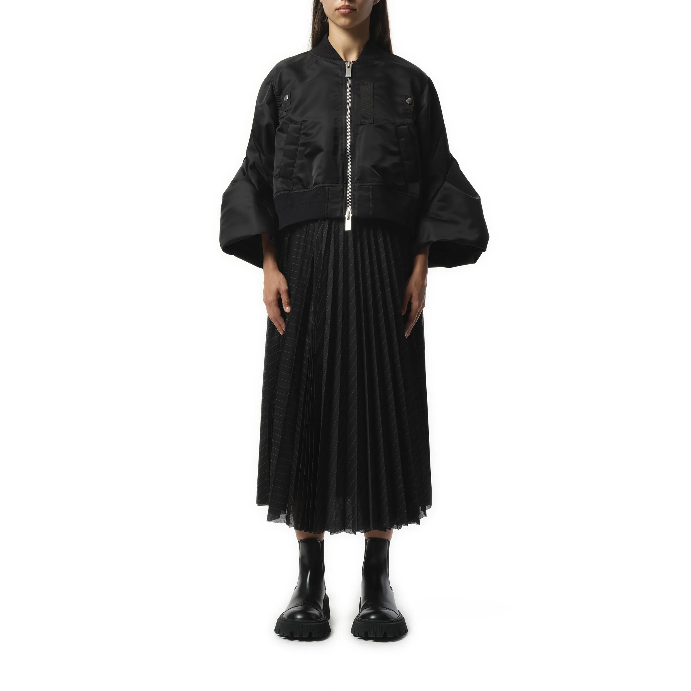 Nylon Twill Balloon Blouson in Black sold by MARAIS product image thumbnail 4