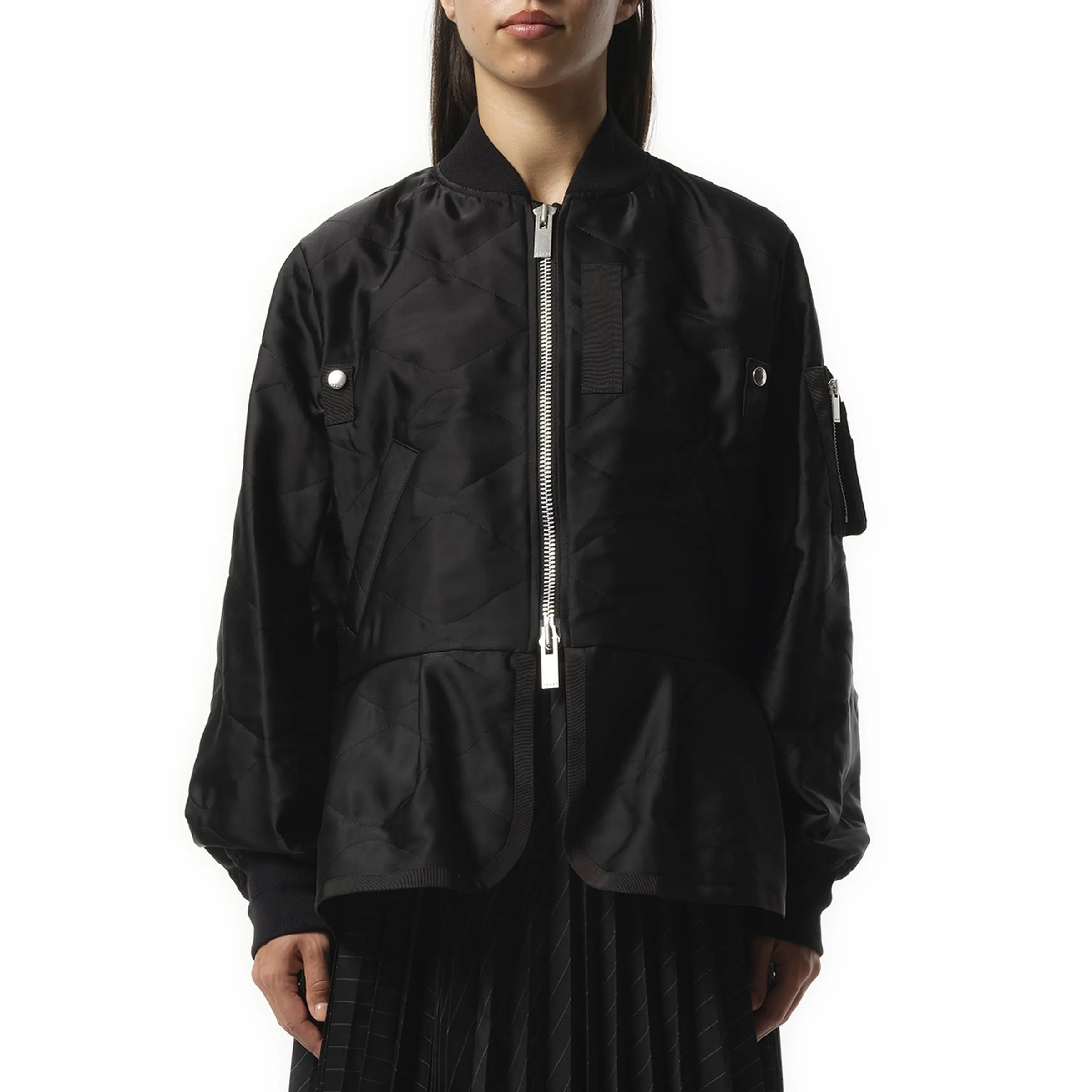 Quilted Satin Blouson in Black sold by MARAIS