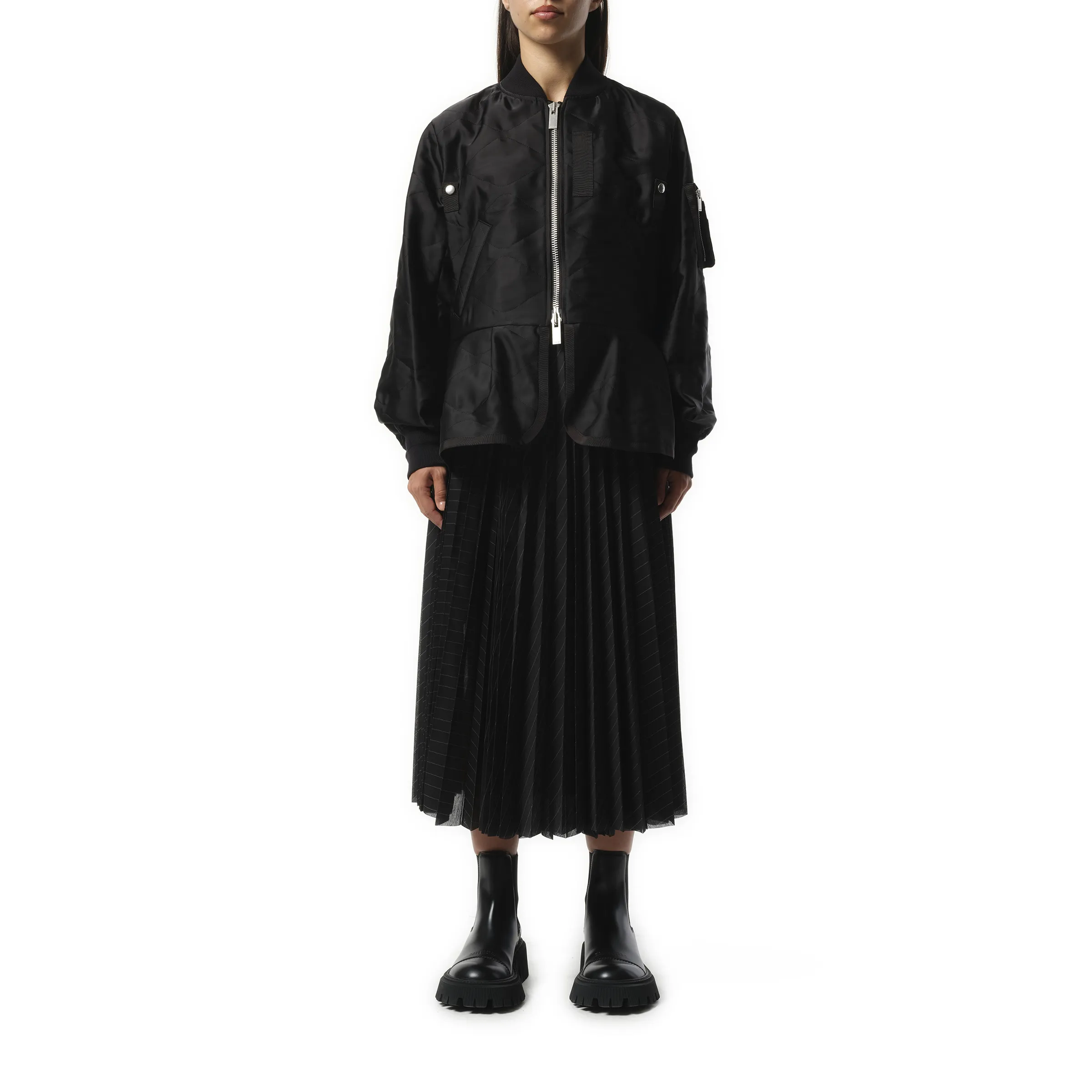 Quilted Satin Blouson in Black sold by MARAIS product image thumbnail 4