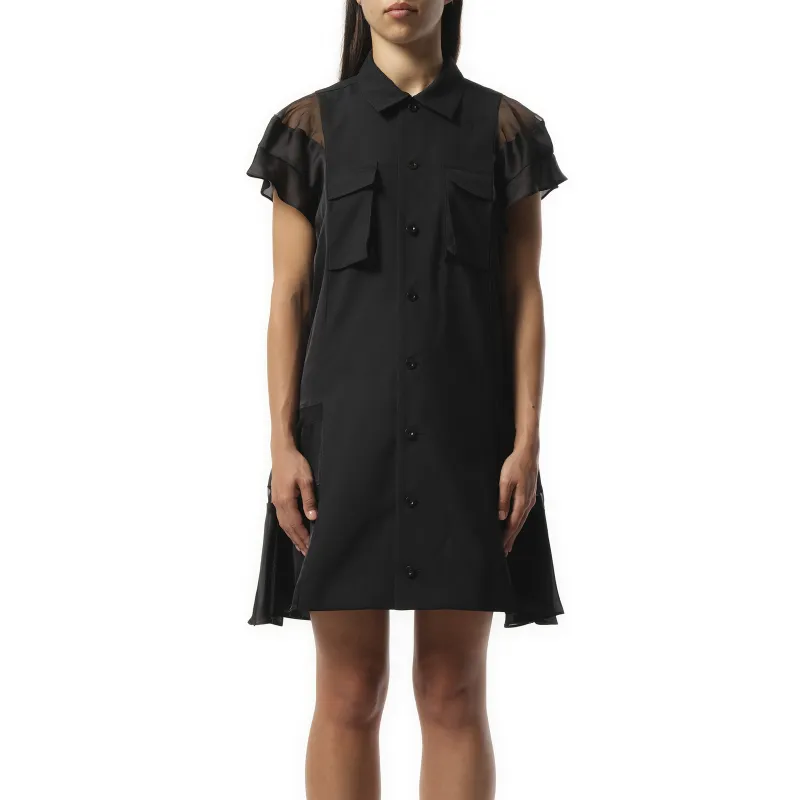 Suiting x Satin Dress in Black sold by MARAIS