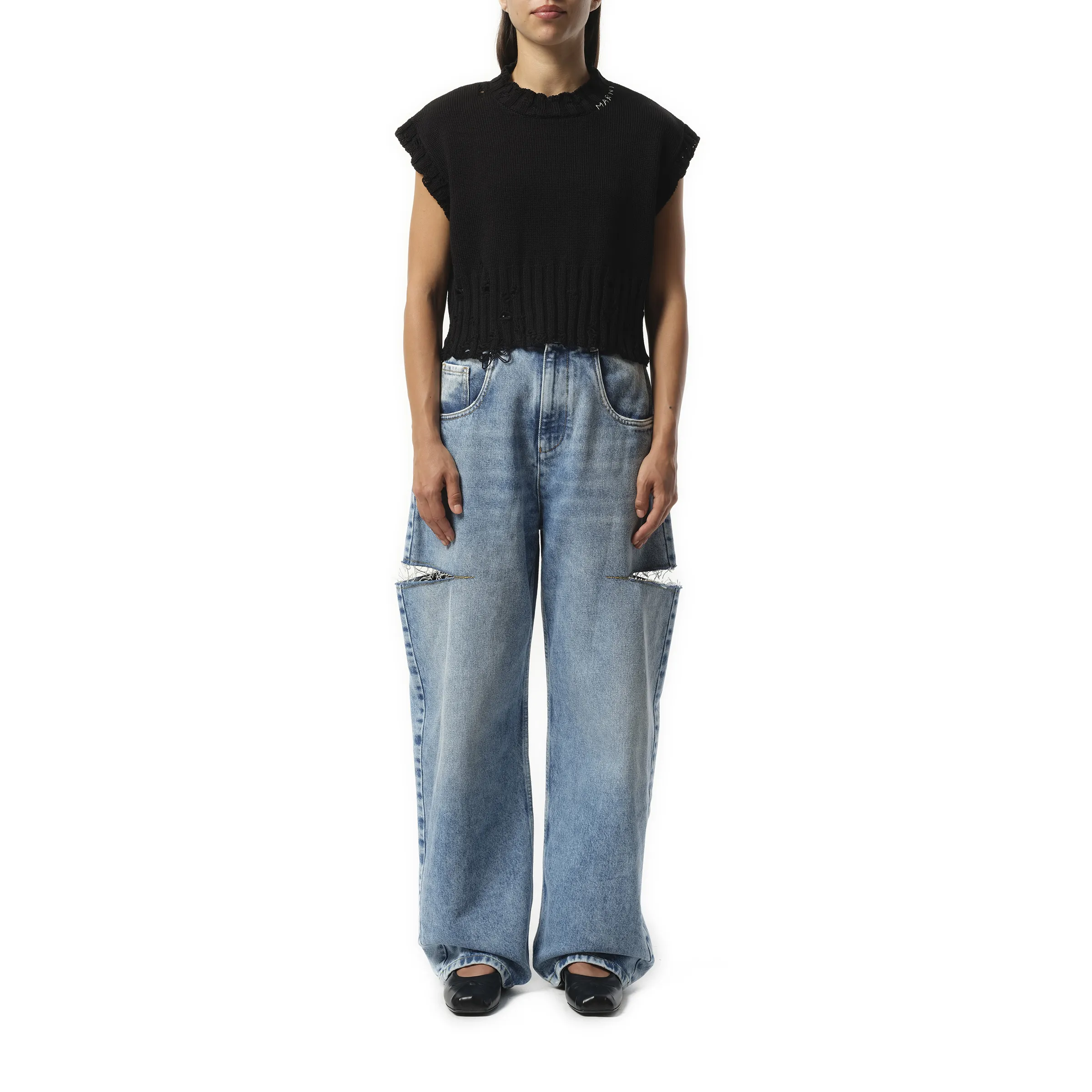 Sleeveless Boxy Sweater in Black sold by MARAIS product image thumbnail 4