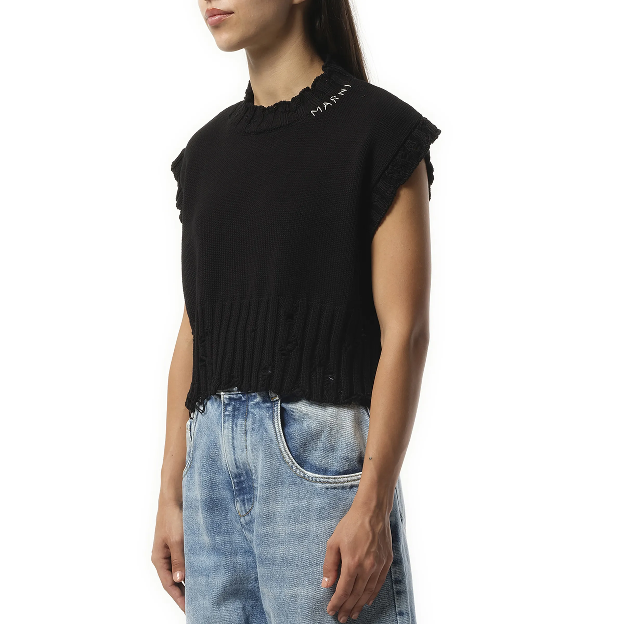 Sleeveless Boxy Sweater in Black sold by MARAIS product image thumbnail 5