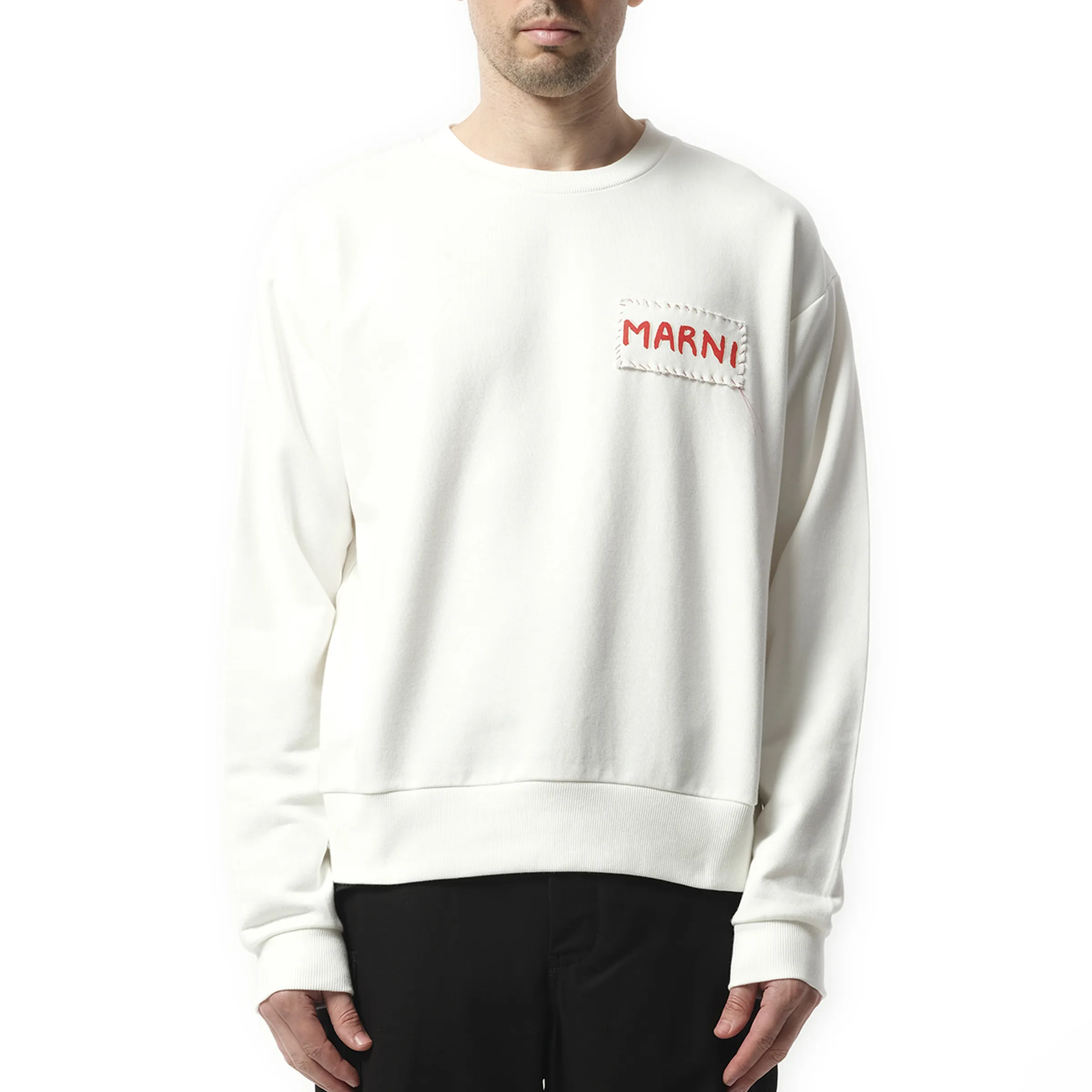 Logo Patch Sweatshirt in Natural White sold by MARAIS