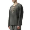 Runway Distressed Chest Sweater in Grey sold by MARAIS