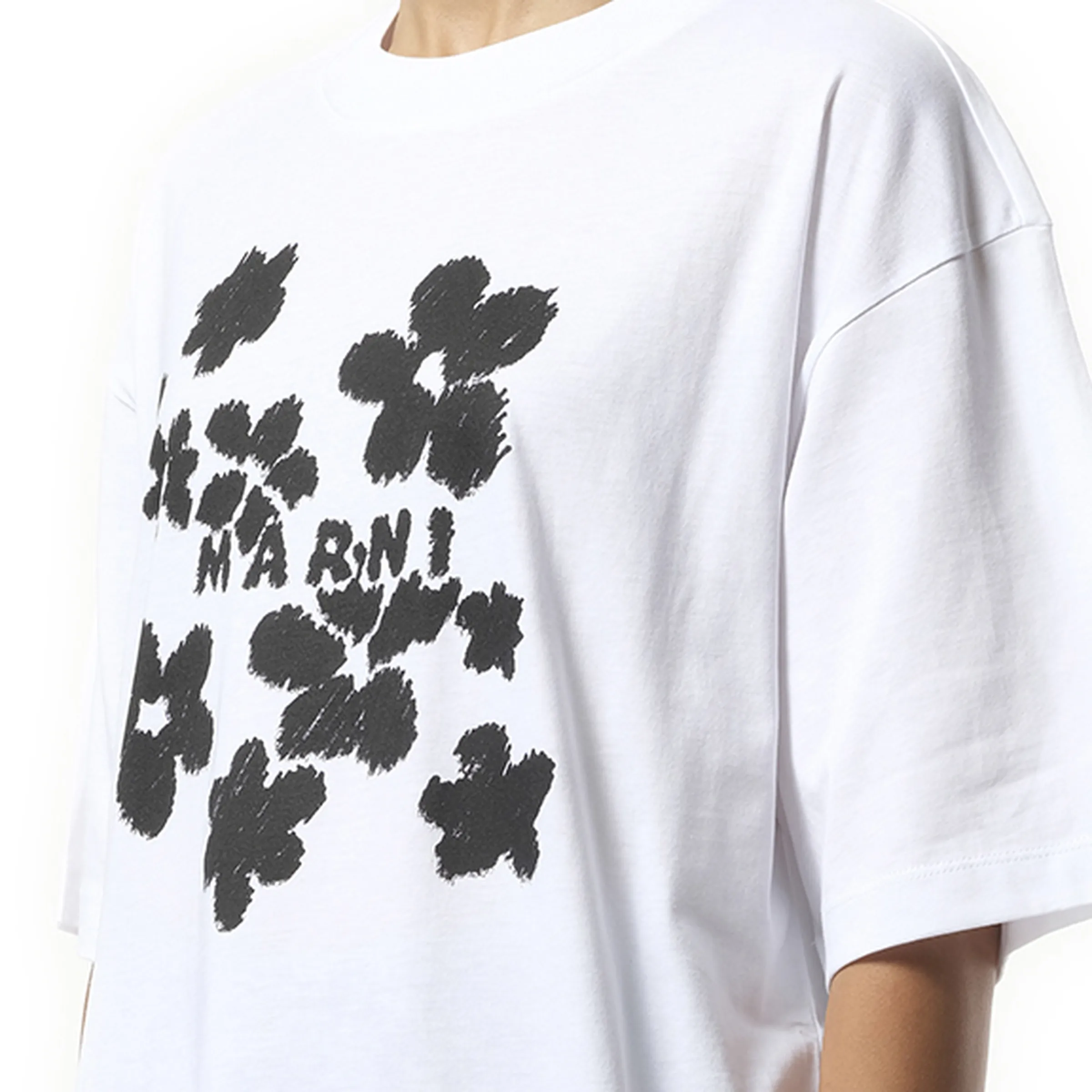 Boxy Flower Print T-Shirt in Lily White sold by MARAIS product image thumbnail 3