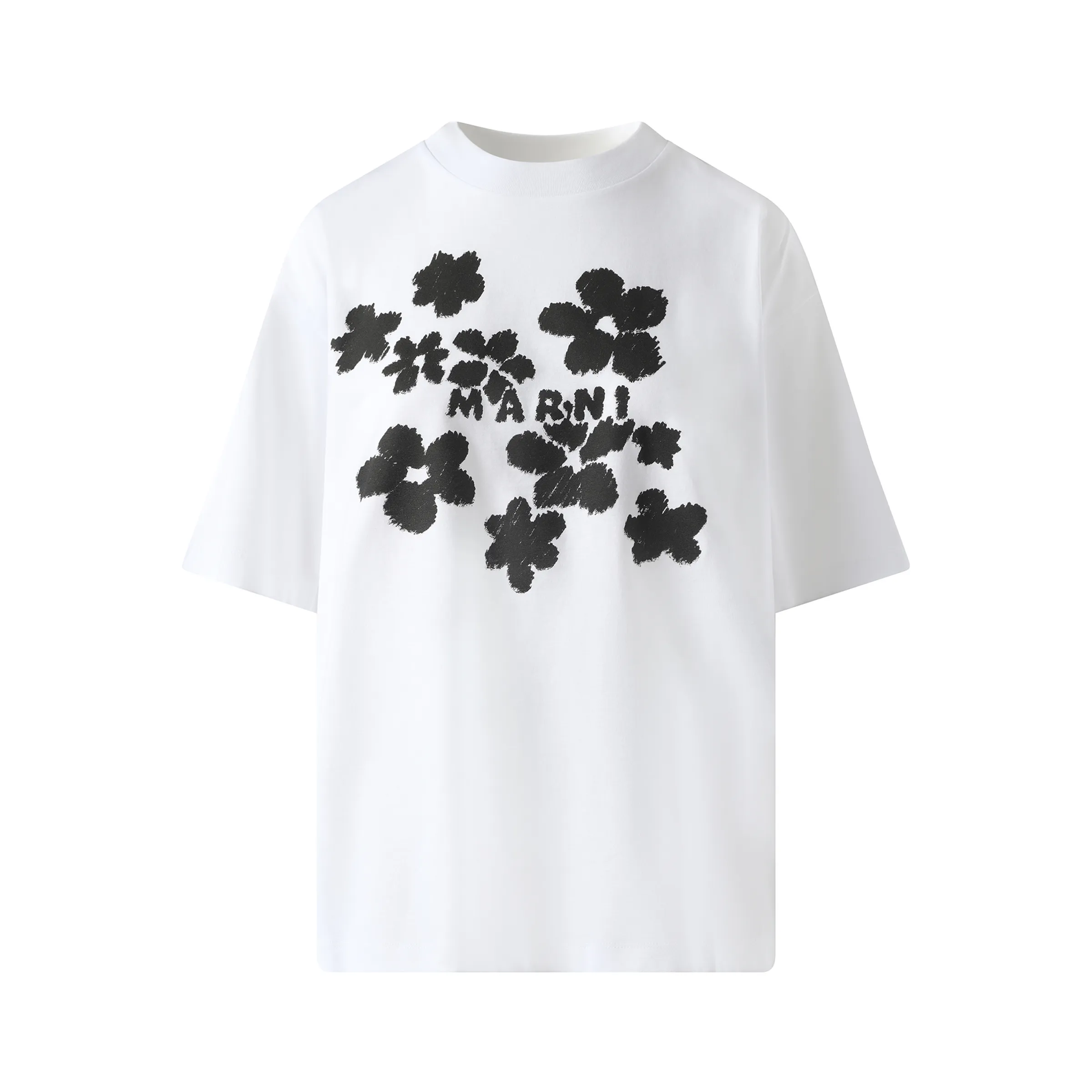 Boxy Flower Print T-Shirt in Lily White sold by MARAIS product image thumbnail 2