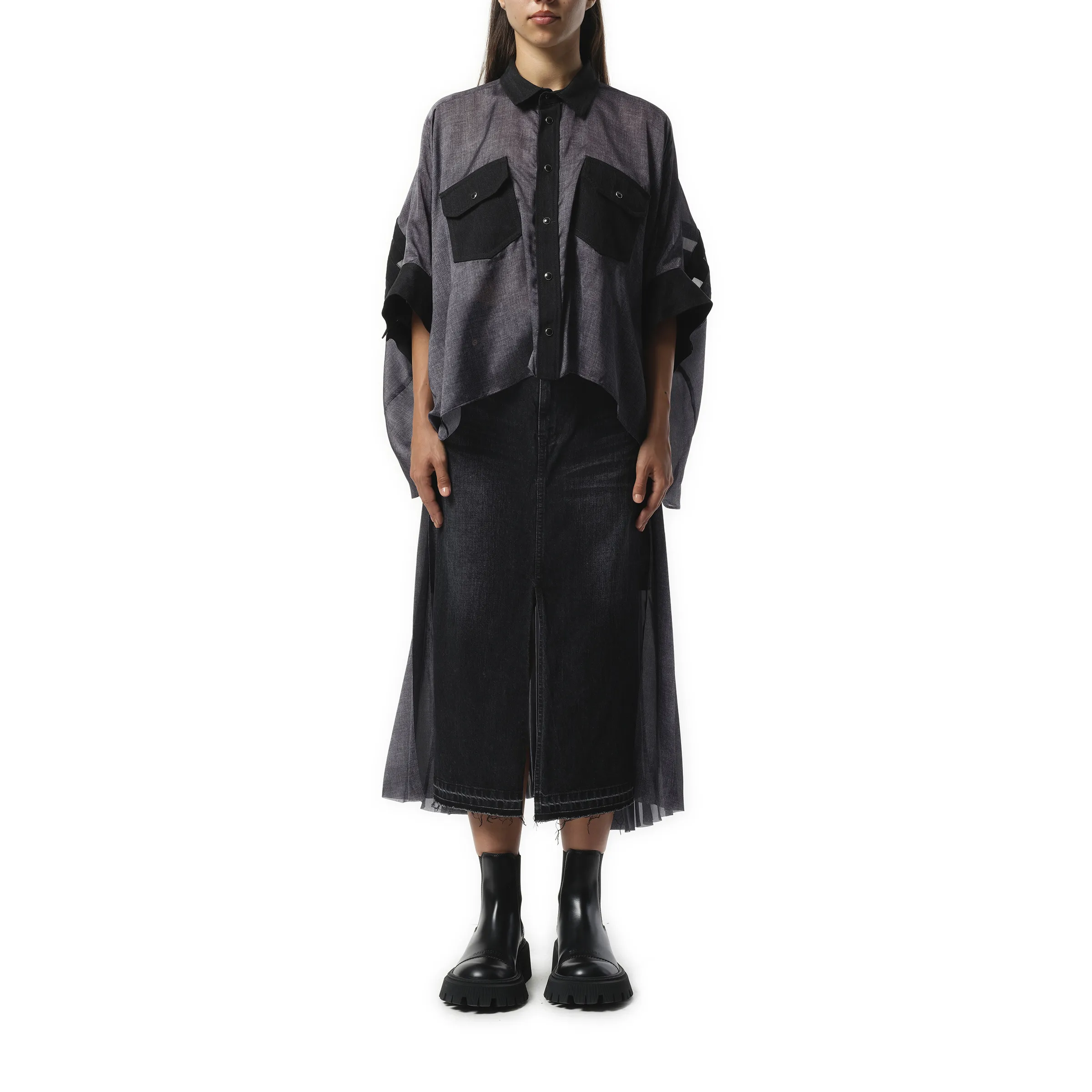 Denim Print Shirt in Black sold by MARAIS product image thumbnail 4