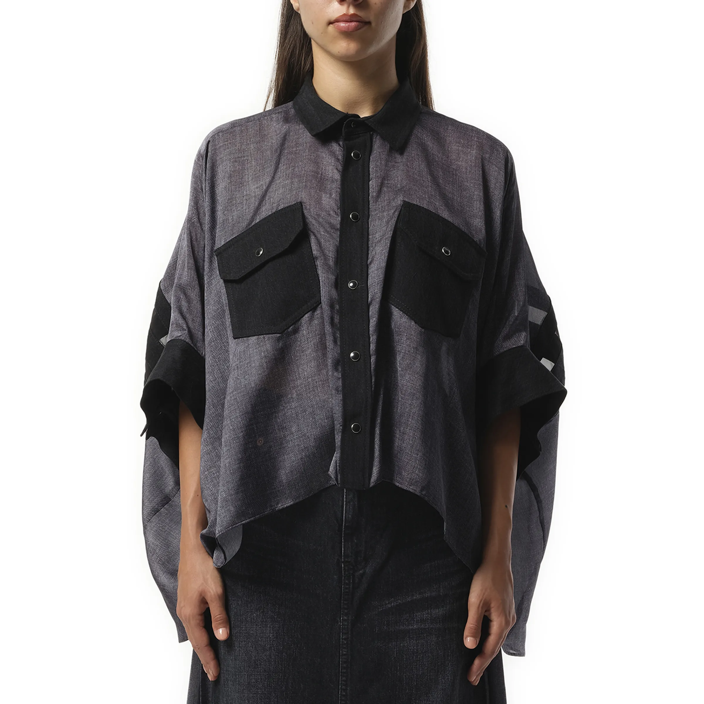 Denim Print Shirt in Black sold by MARAIS