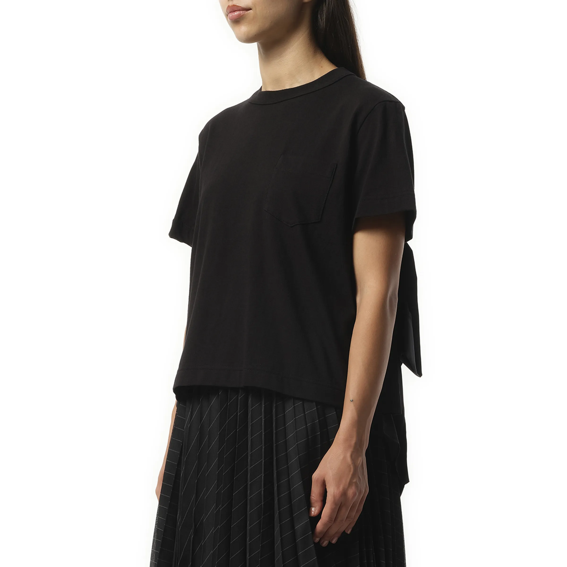 Satin x Cotton Jersey T-Shirt in Black sold by MARAIS product image thumbnail 5