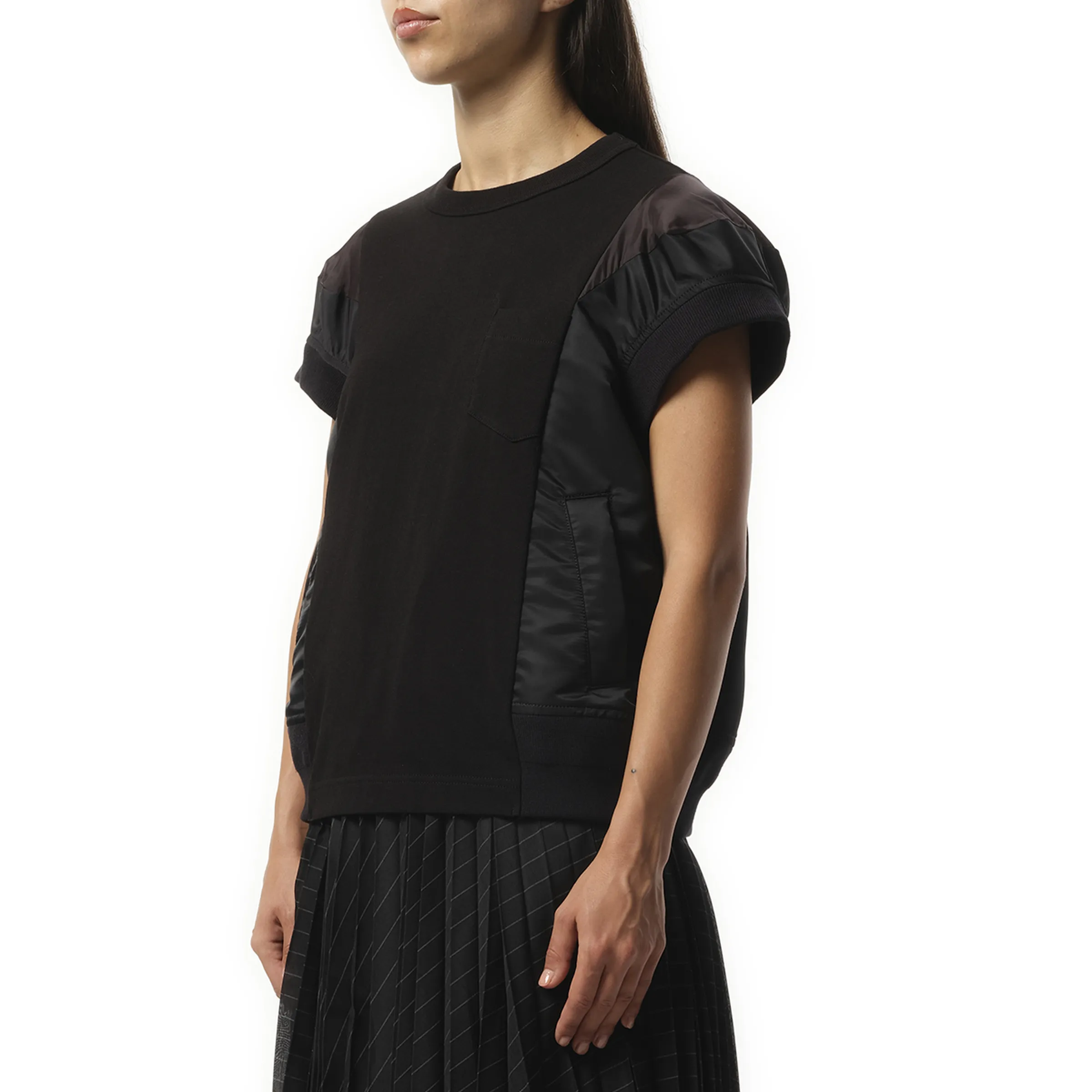Nylon Twill Cotton Jersey T-Shirt in Black sold by MARAIS product image thumbnail 5