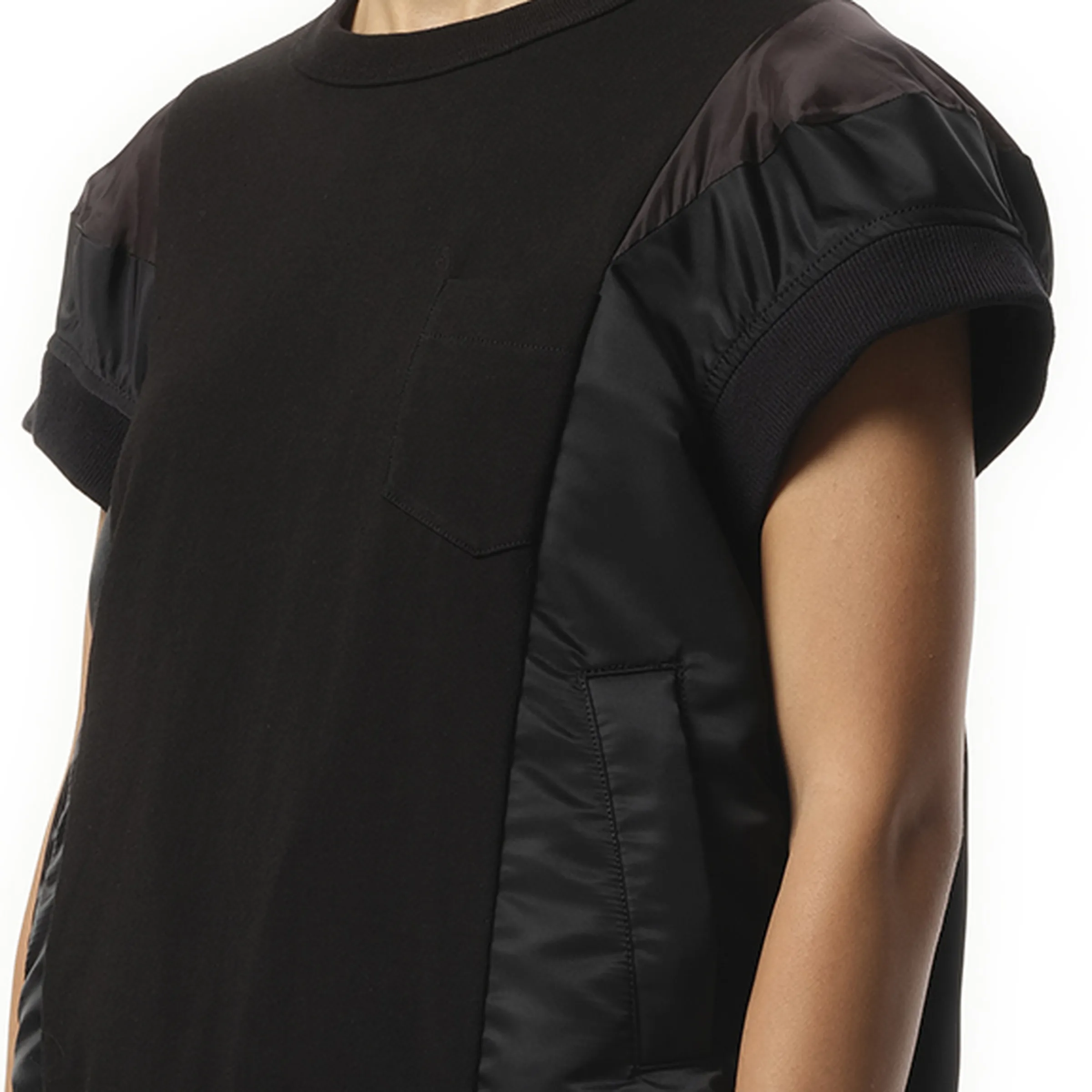 Nylon Twill Cotton Jersey T-Shirt in Black sold by MARAIS product image thumbnail 3