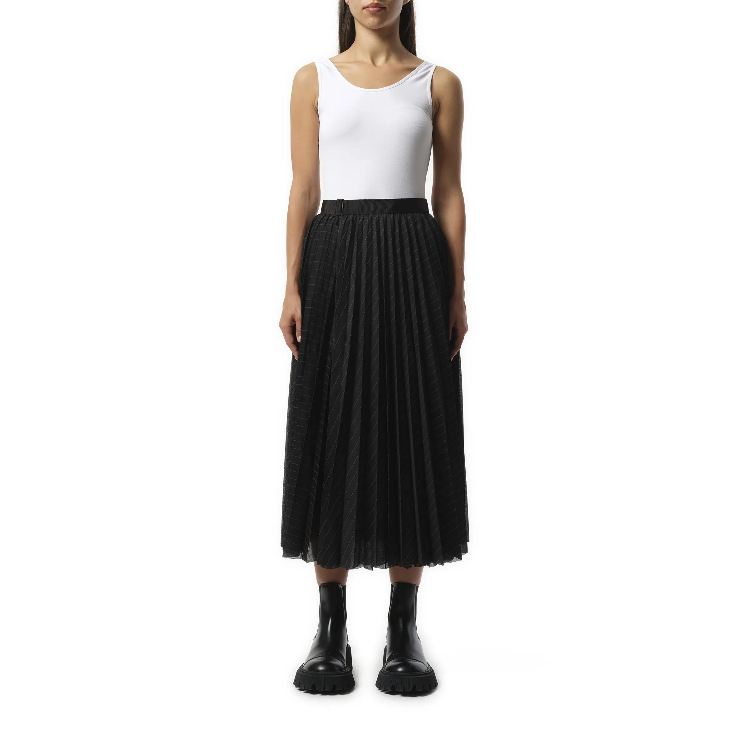 Spun Organza Skirt in Black Stripe sold by MARAIS product image thumbnail 4